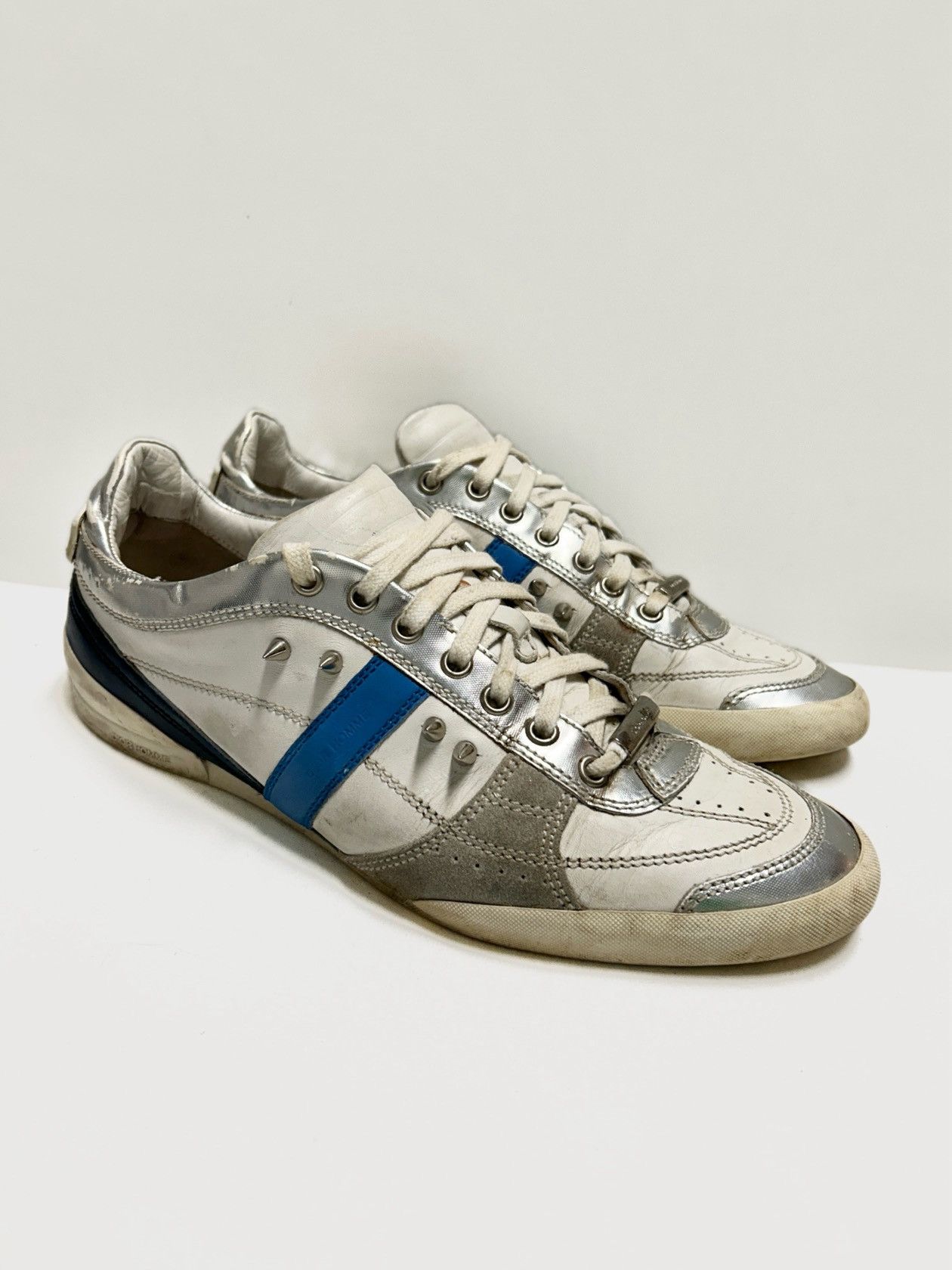 Dior SS2008 B22 Low Top Sneaker Silver/White/Blue Size US 8.5 / EU 41-42 - 1 Thumbnail