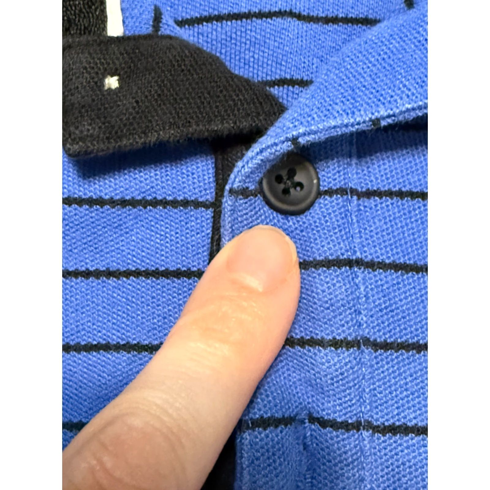Nautica Nautica Polo Shirt Blue Black Striped Short Sleeve Size L Mens Regular Fit Button Size US L / EU 52-54 / 3 - 5 Thumbnail