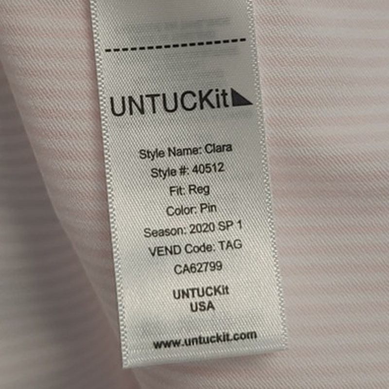 UNTUCKit UnTUCKit Clara Pink and White Stripe Tie Waist Button Shirt Size L / US 10 / IT 46 - 4 Thumbnail