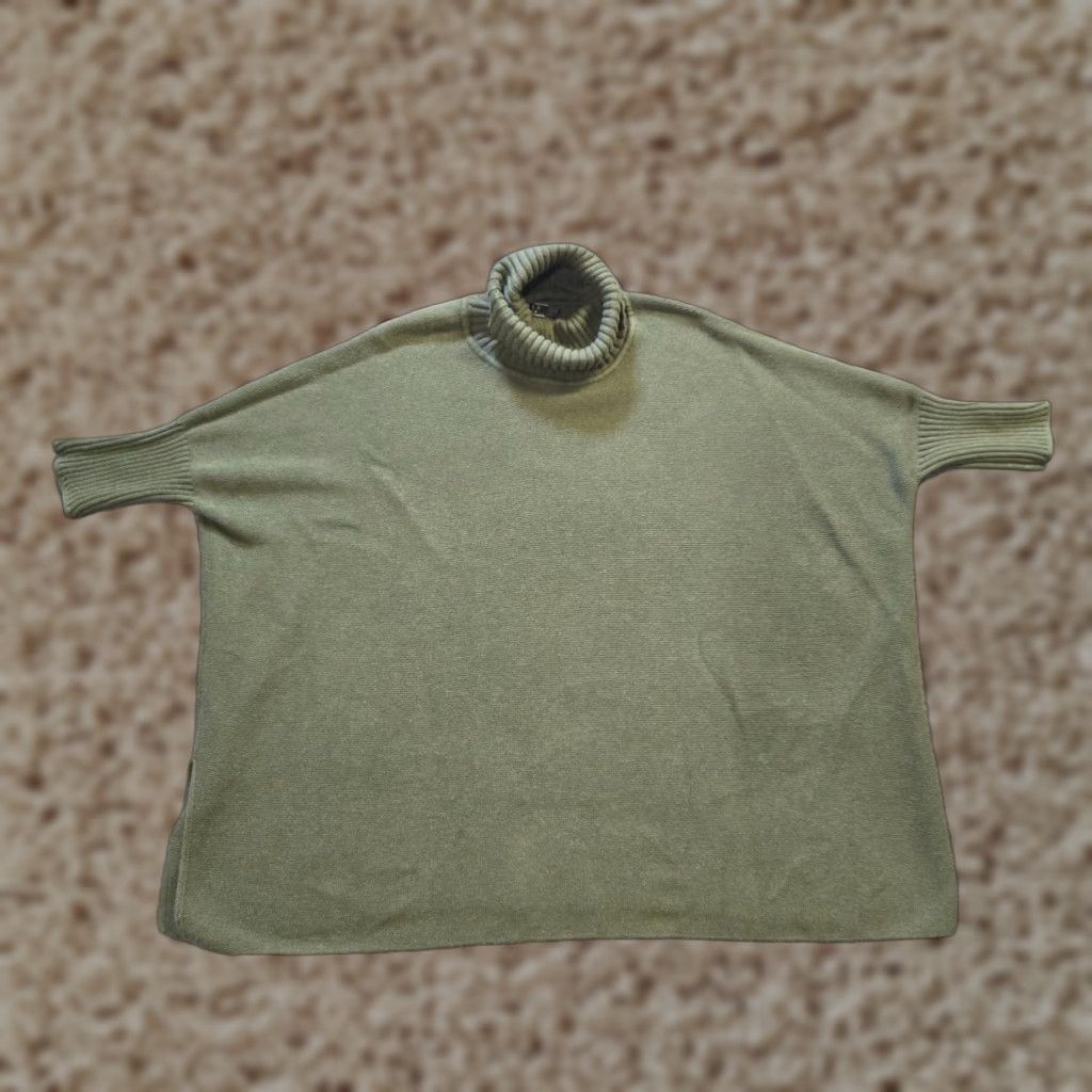 Peruvian Connection Sweater Womens Small Green Turtleneck Pullover Pima Cotton Capsule