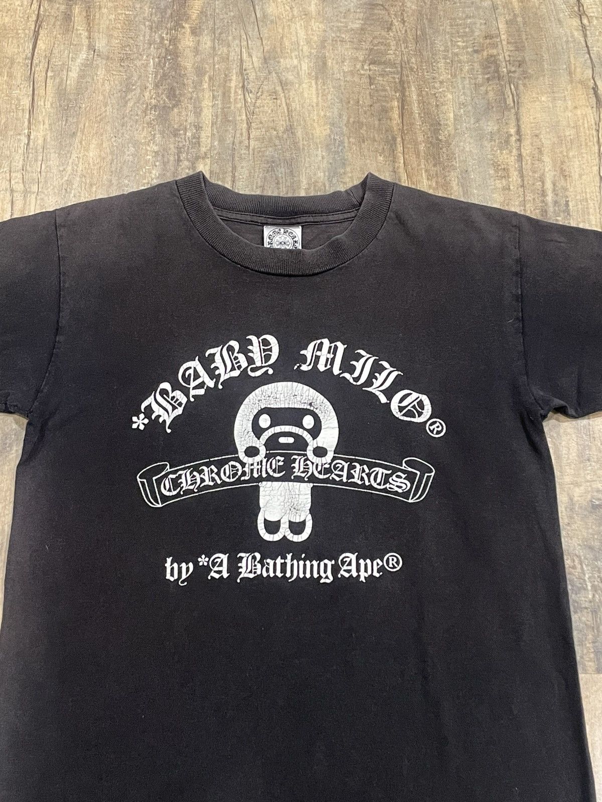 Chrome Hearts x Bape Baby Milo Scroll Logo Black Tee