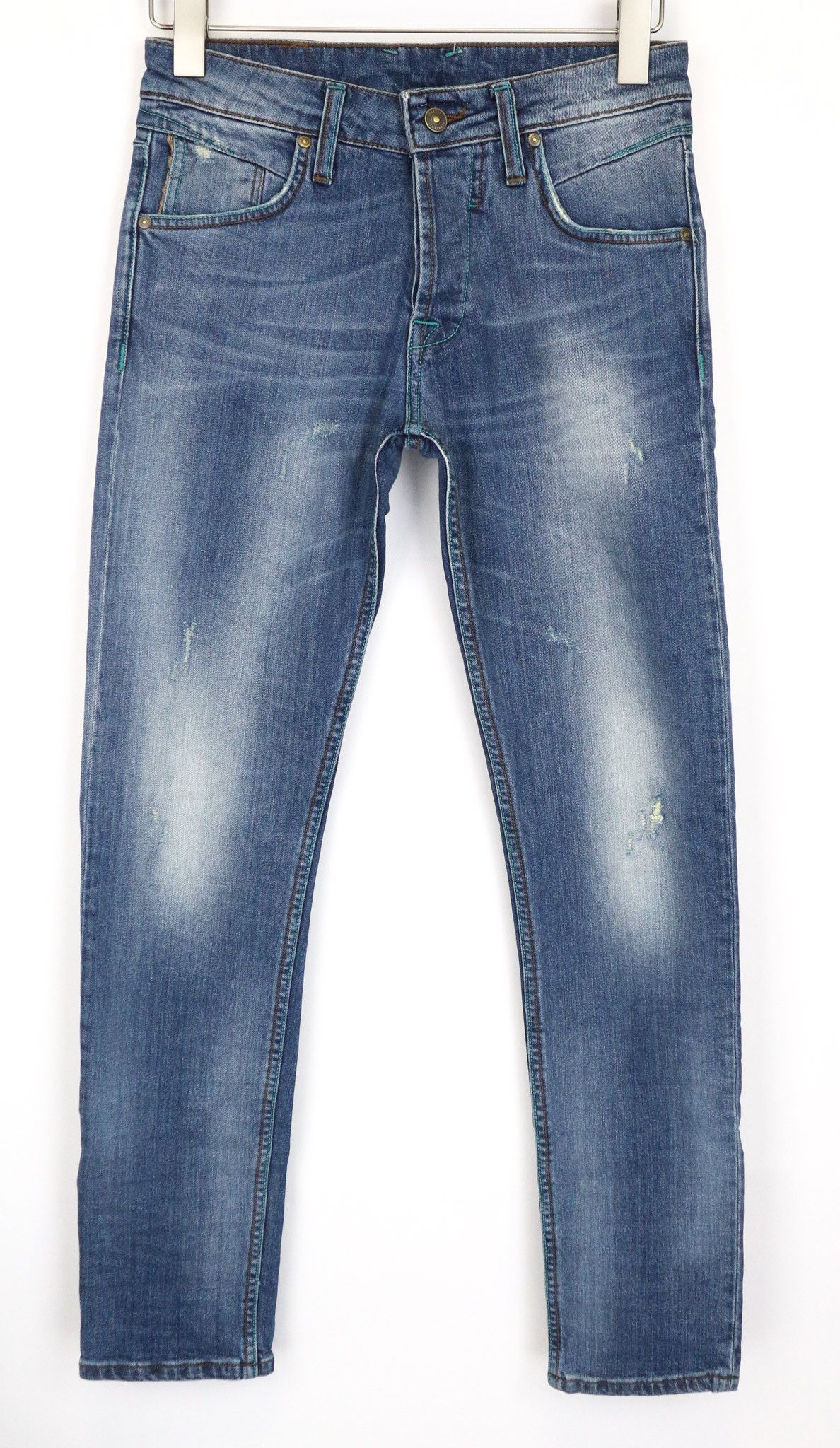 Takeshy Kurosawa TK75 W30 Blue Slim Distressed Stretch Jeans 75907 Size US 30 / EU 46 - 1 Thumbnail
