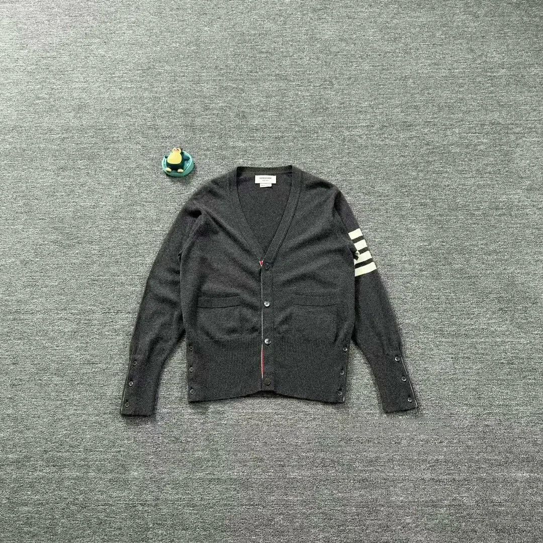 Thom Browne thom browne gray white stripe cashmere cardigan. Size US S / EU 44-46 / 1 - 1 Thumbnail