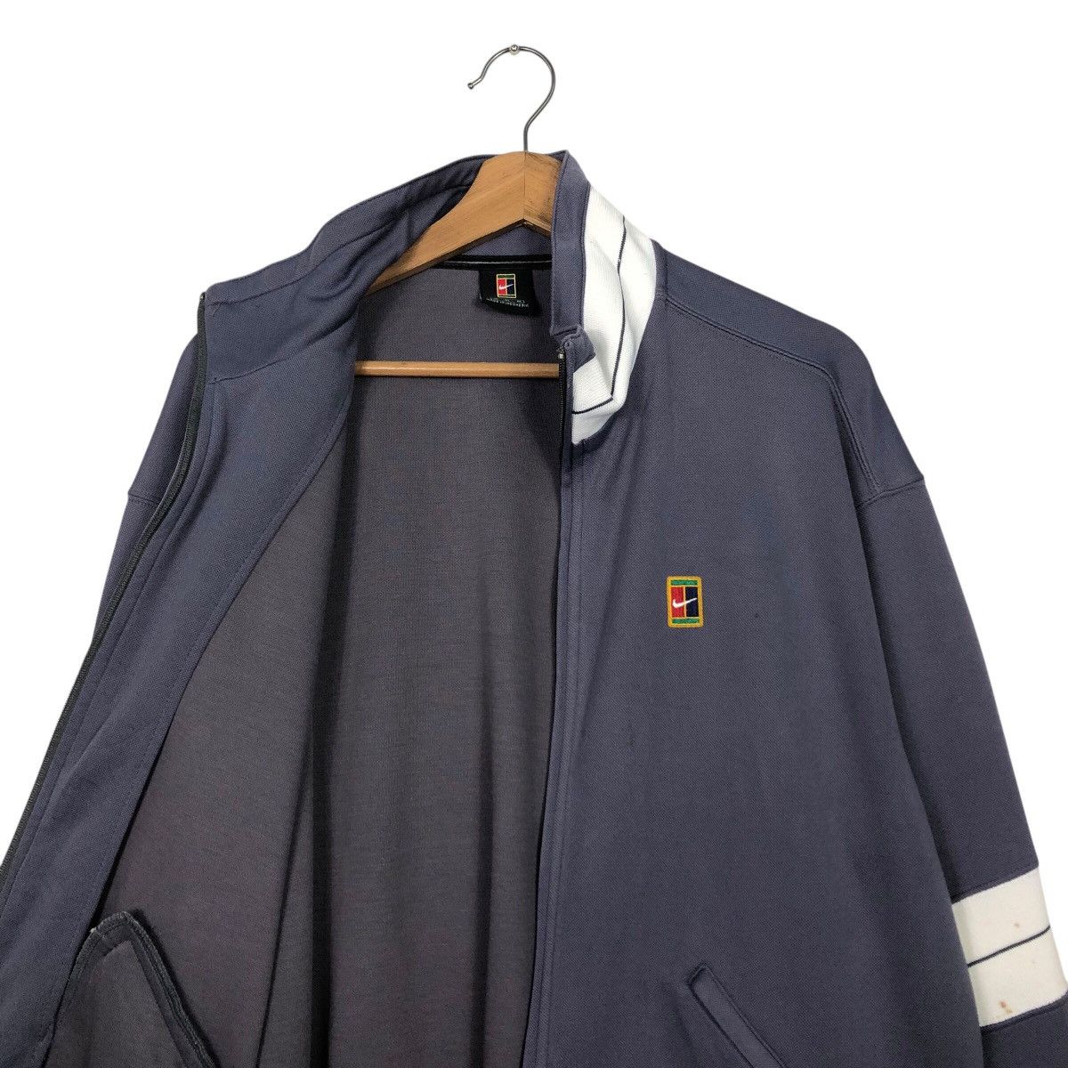 Nike 📌Rich Grey Vintage Zipper Jacket Nike Court Big Logo Size US M / EU 48-50 / 2 - 13 Thumbnail