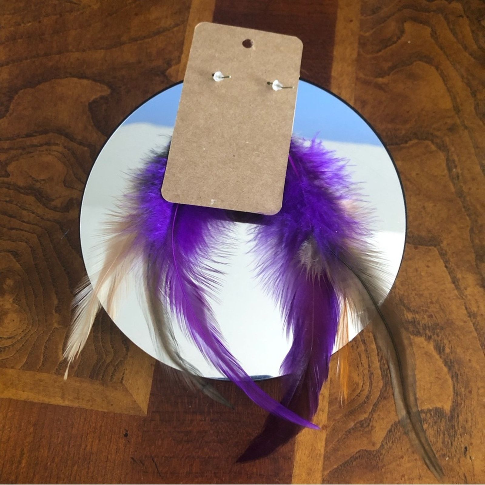 Handmade Handcrafted genuine rooster feather western cowgirl earrings Size ONE SIZE - 5 Thumbnail