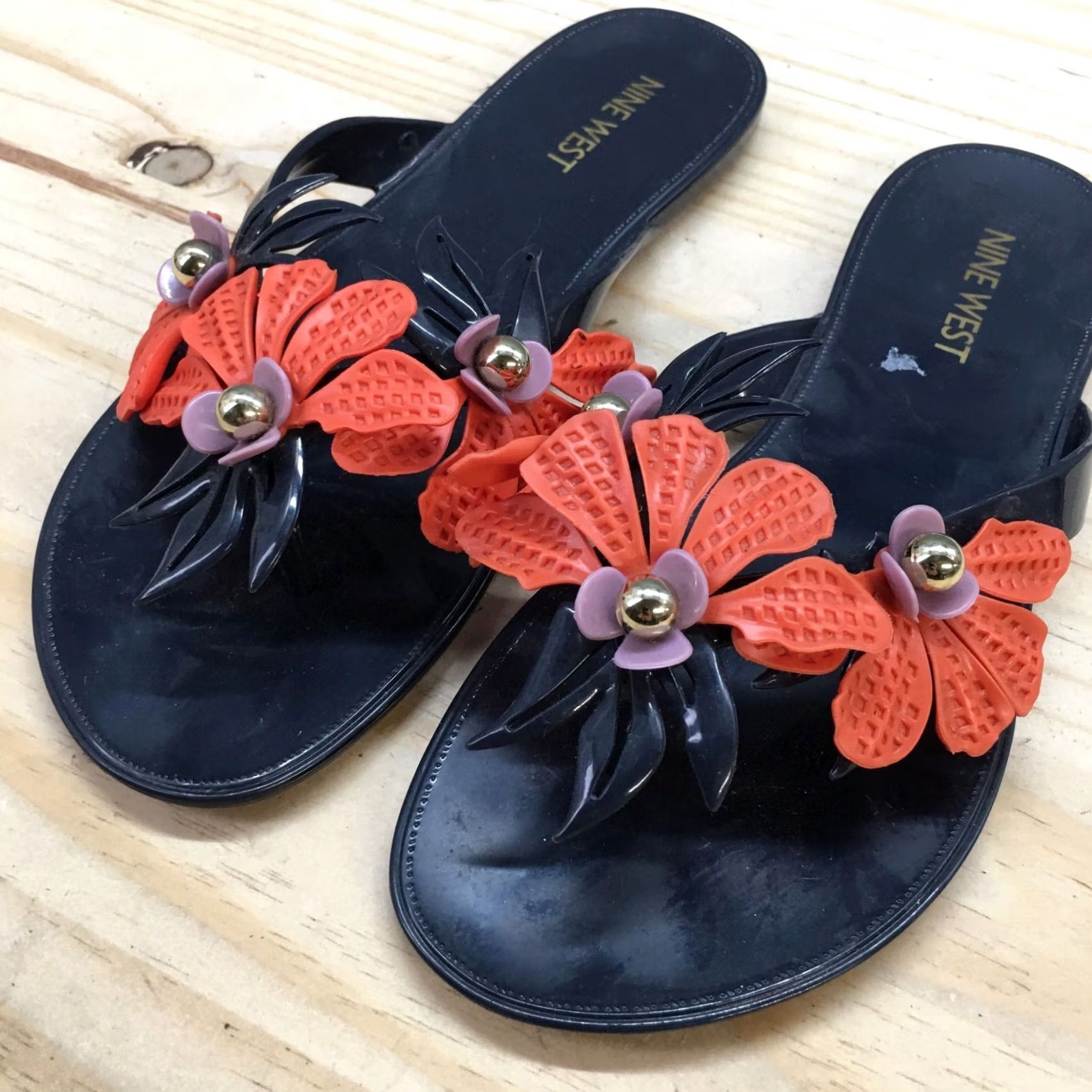 Nine West Nine West Sandal Womens 5 Flip Flop Flats Comfort Blue Orange Slip On Size US 5 / IT 35 - 4 Thumbnail