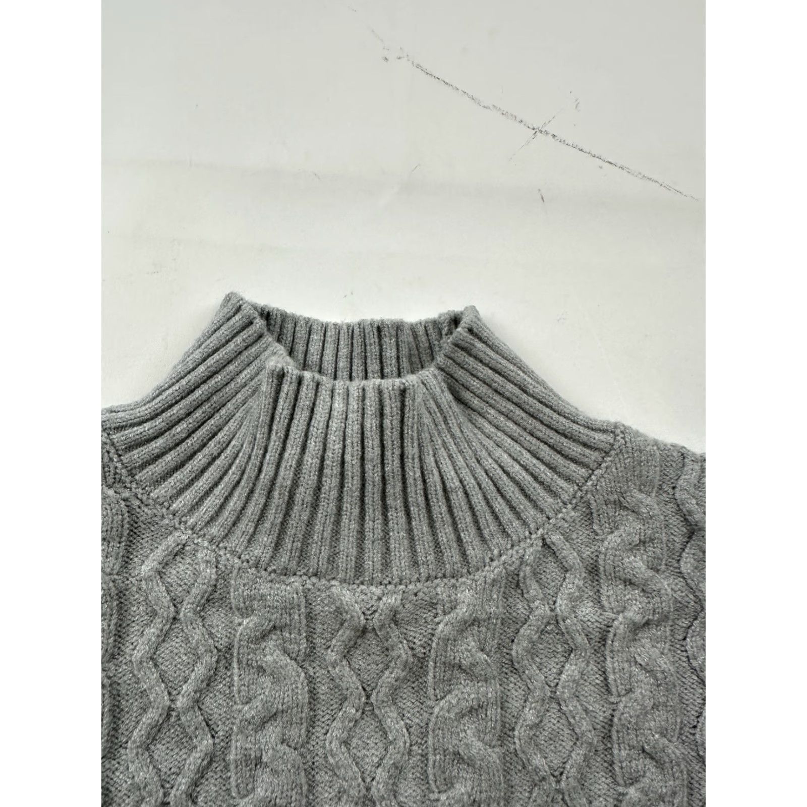 Vintage Truth by Republic Gray Sweater Womens Small Gray Cable Knit Mock Neck Pullover Size S / US 4 / IT 40 - 4 Thumbnail