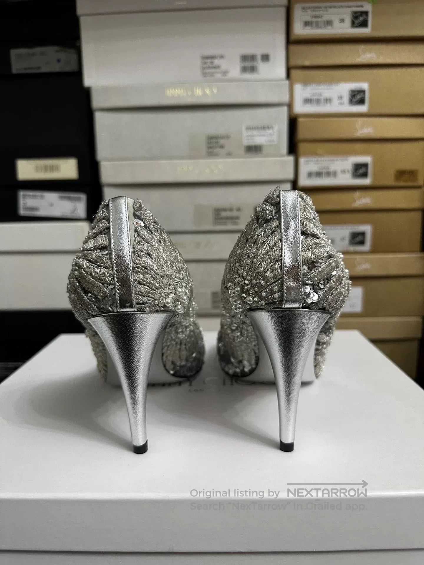 Valentino Valentino Silver Sequin High Heels. Size US 6.5 / IT 36.5 - 4 Thumbnail