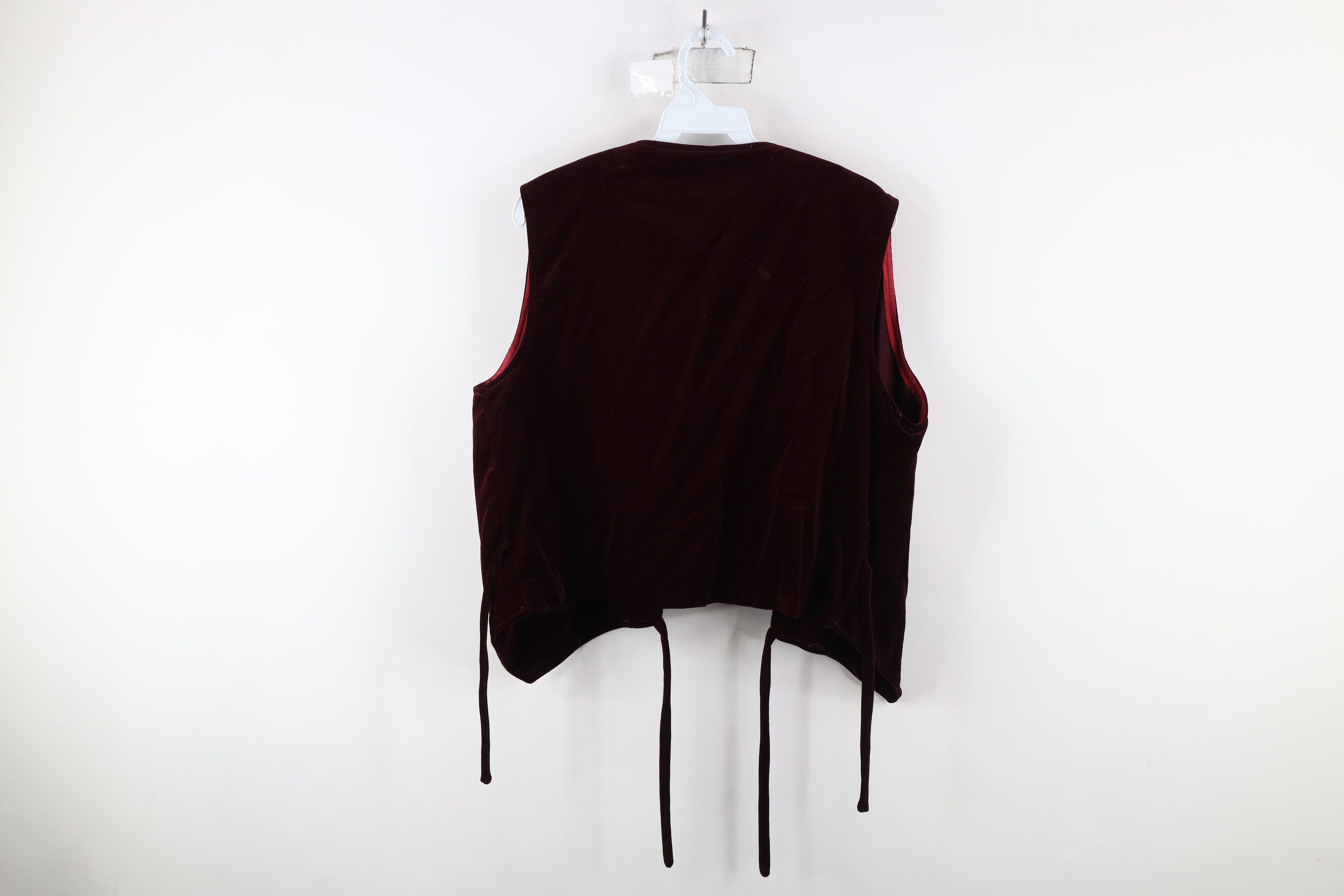 Vintage Vintage 60s 70s Streetwear Velour Tie Back Vest Burgundy USA Size XL / US 12-14 / IT 48-50 - 11 Thumbnail