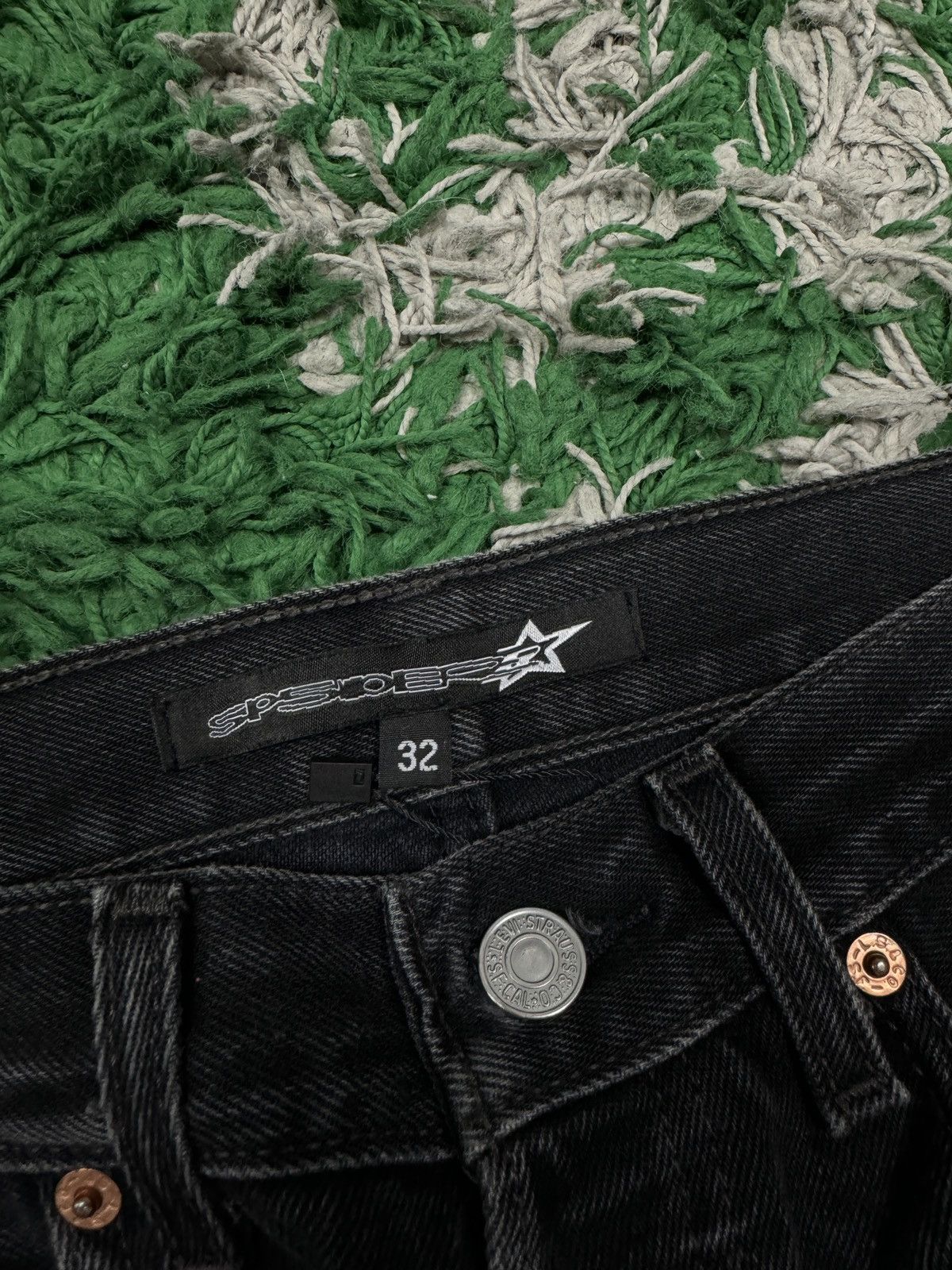 Sp5der Sp5der Black Red Grafiti Denim Size 31 Size US 31 - 3 Thumbnail