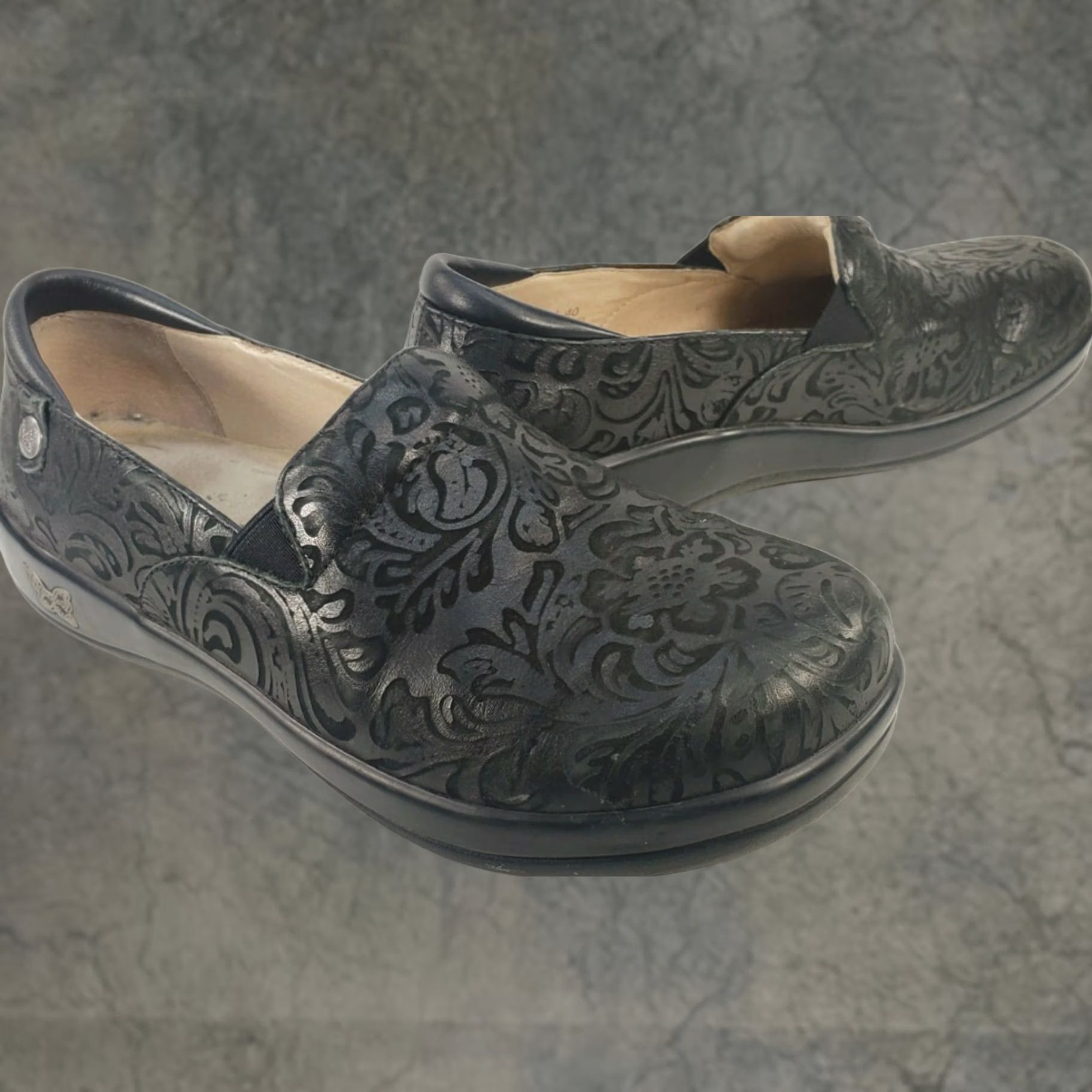 Vintage Alegria Women's Keli Professional Clog Black Floral Pattern Sz 9M 40EU Size ONE SIZE - 1 Thumbnail