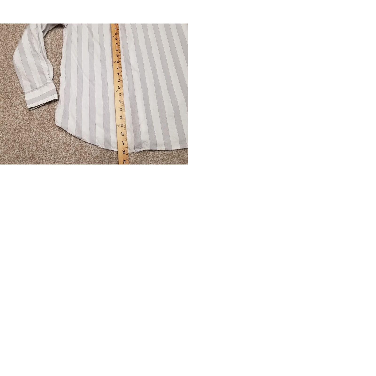 BUGATCHI BUGATCHI Shirt Mens Medium Gray Stripe Button Long Sleeve Casual Outdoor FLAWS Size US M / EU 48-50 / 2 - 9 Thumbnail