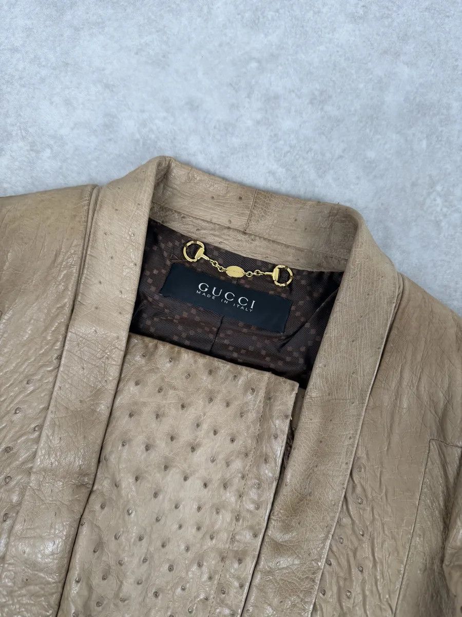 Gucci FW2010 Gucci Beige Asymmetrical Ostrich Leather Jacket by Frida Giannini Size S / US 4 / IT 40 - 14 Thumbnail