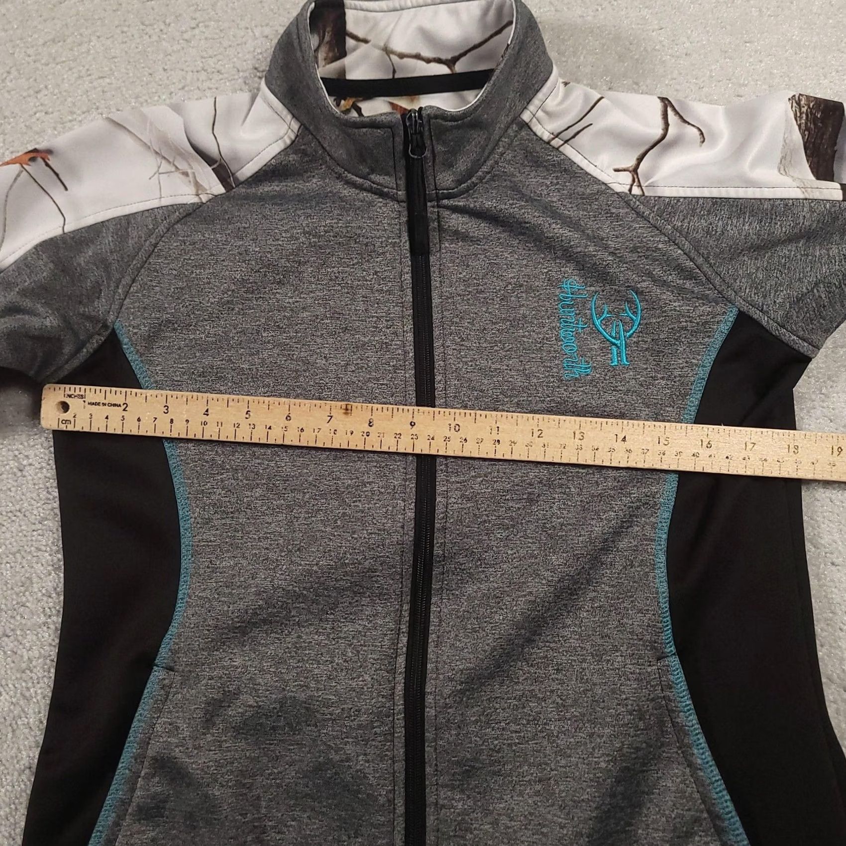 Vintage Huntworth Jacket Womens Medium Gray Camo Full Zip Outdoor Activewear Fleece Trim Size M / US 6-8 / IT 42-44 - 5 Thumbnail
