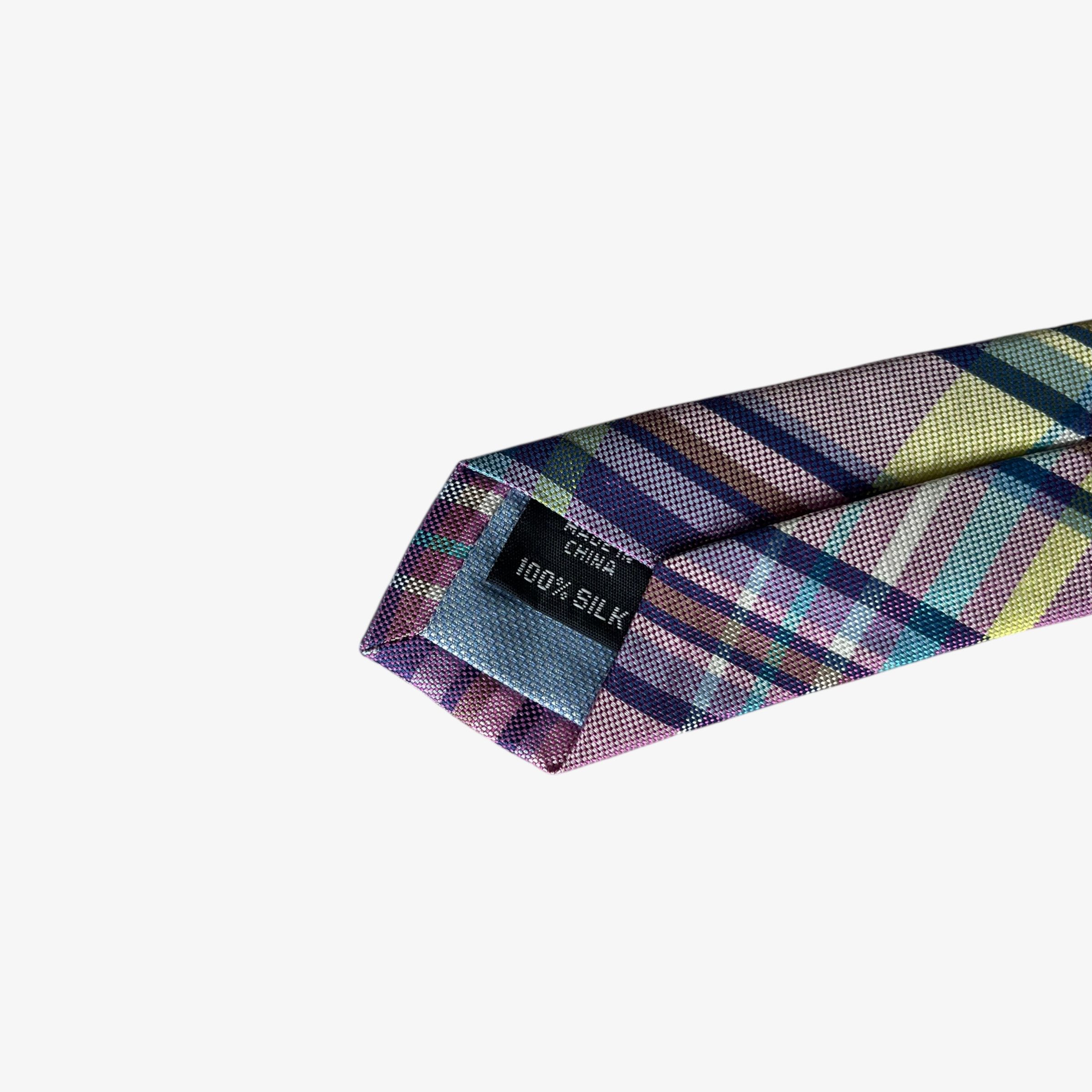 Tommy Hilfiger Vintage Y2K Tommy Hilfiger Pink Tartan Striped Silk Tie Size ONE SIZE - 3 Thumbnail