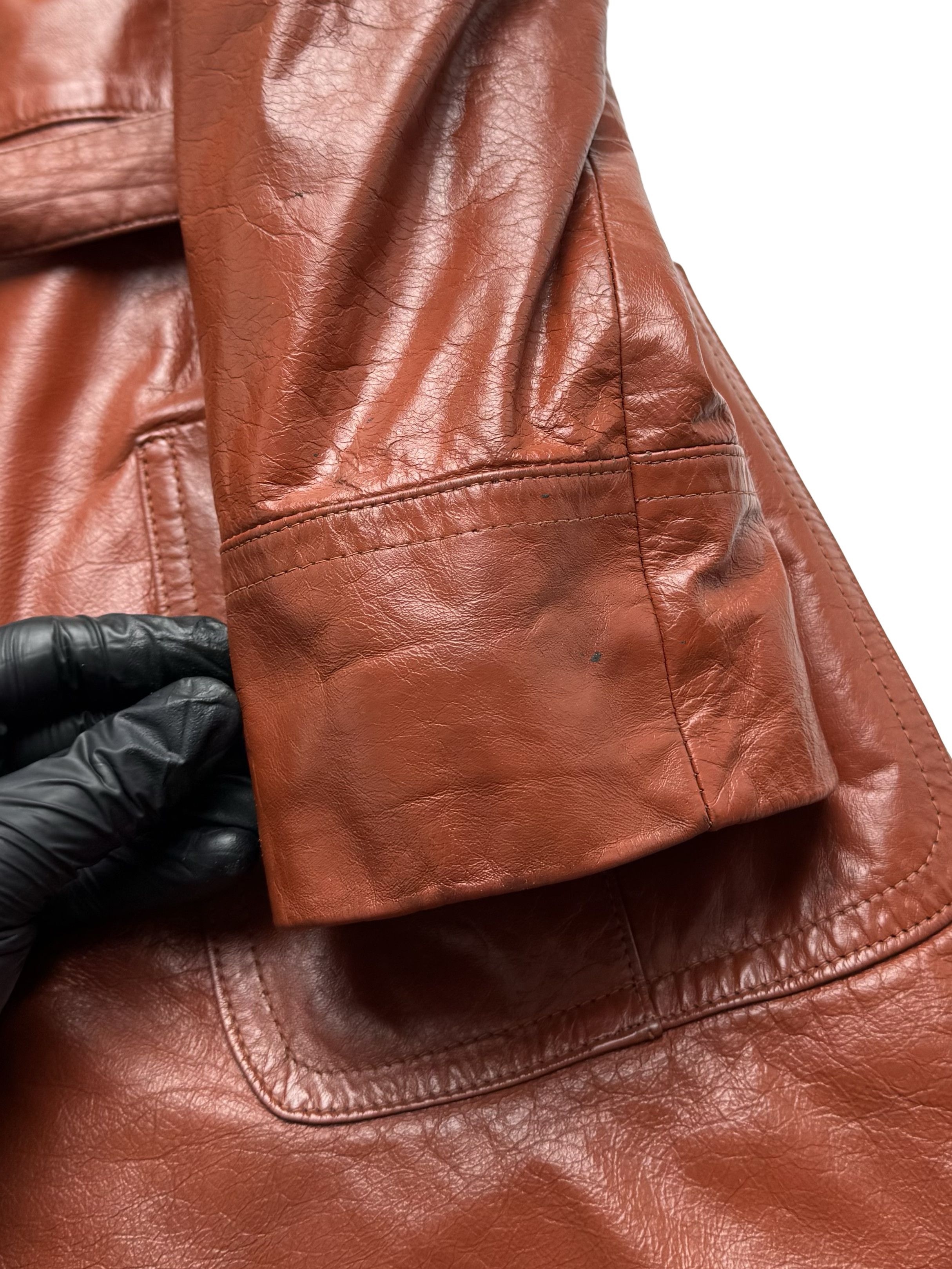 Vintage Vintage Real Leather Coat Real Fur Collar Belted Long Size L / US 10 / IT 46 - 8 Thumbnail
