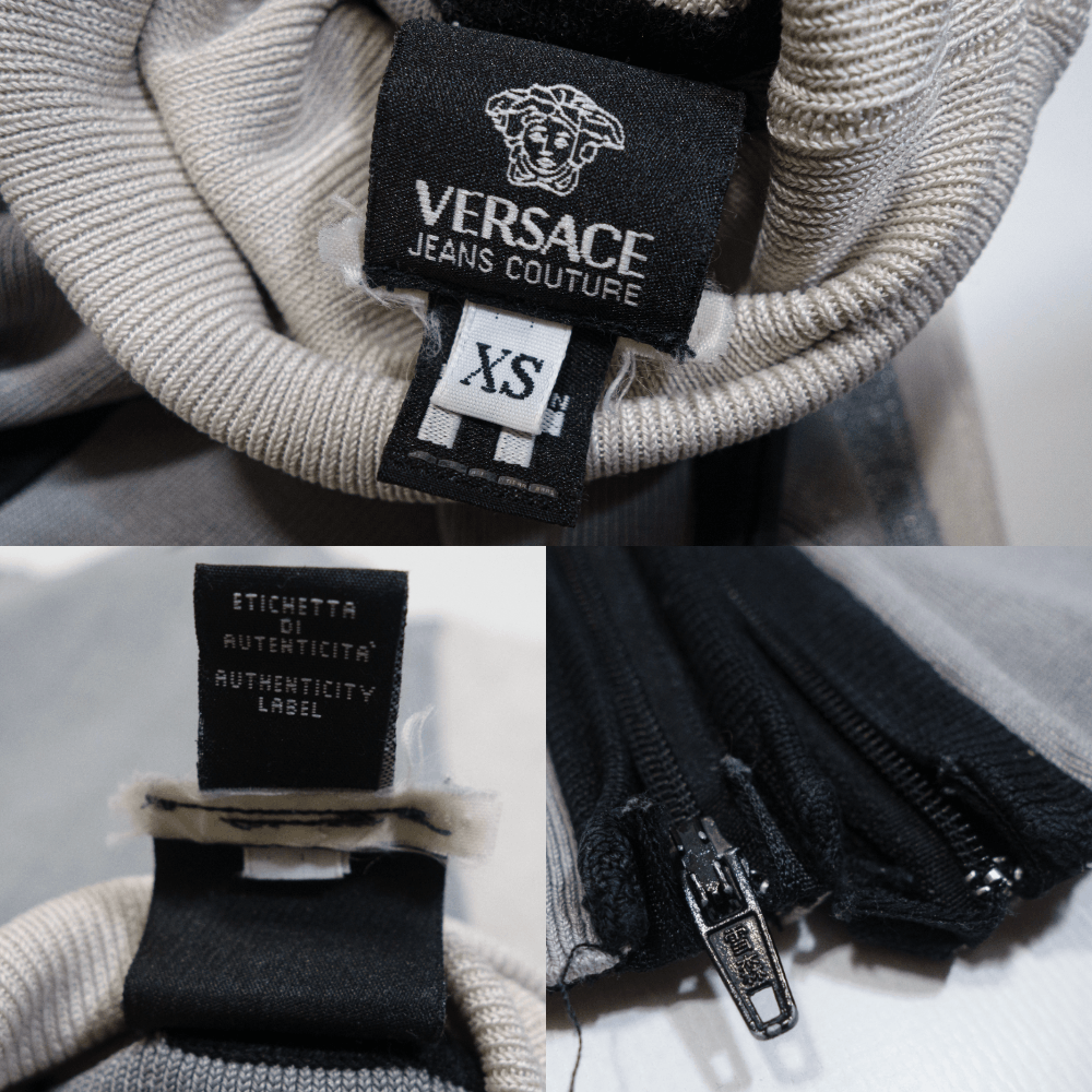 Versace 90S Zip Sleeve Stripe Cotton Turtleneck Sweater Size XS / US 0-2 / IT 36-38 - 10 Thumbnail