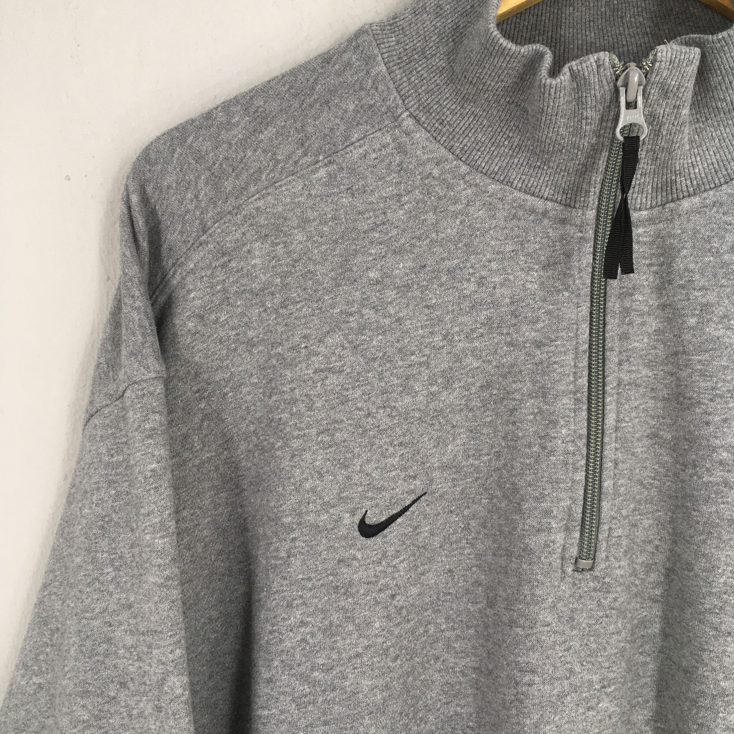 Nike × Vintage Vintage Nike Swoosh Half Zipper Gray Sweatshirt Large Size US L / EU 52-54 / 3 - 4 Thumbnail