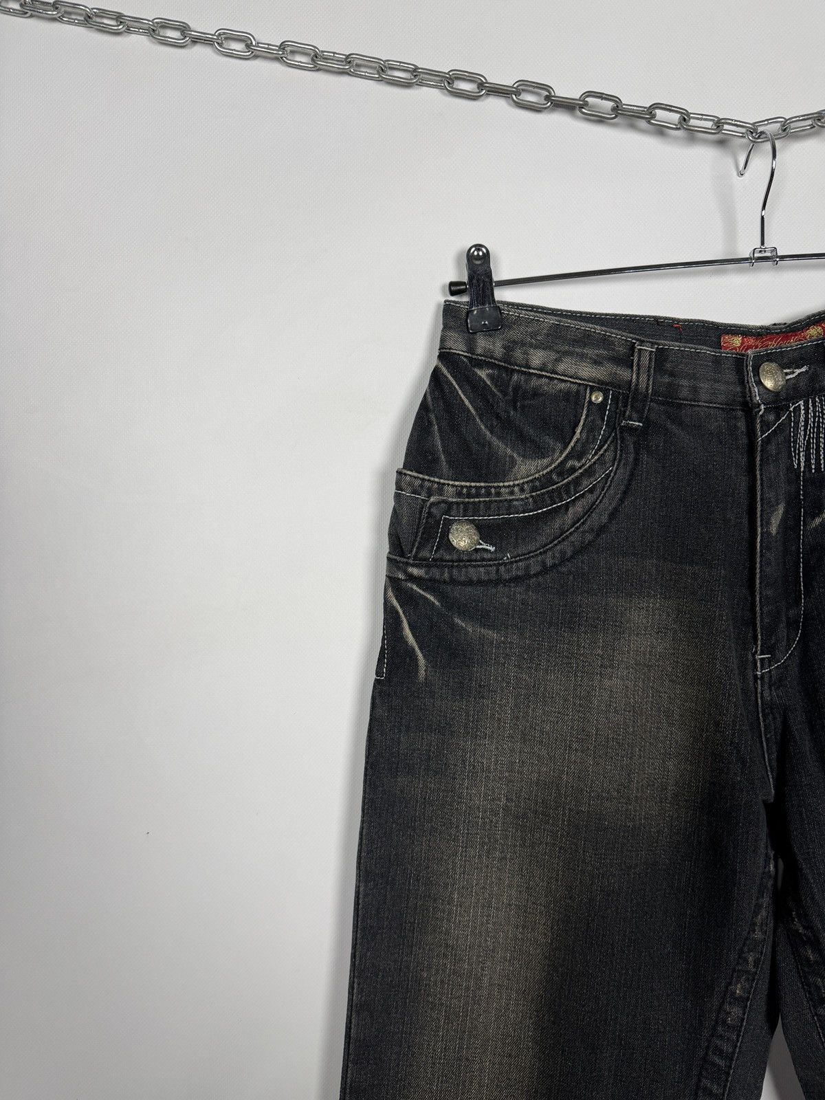 Vintage Y2K Black Wash Denim Jeans Pegasus Embroidery Winged Horse Size US 34 / EU 50 - 4 Thumbnail