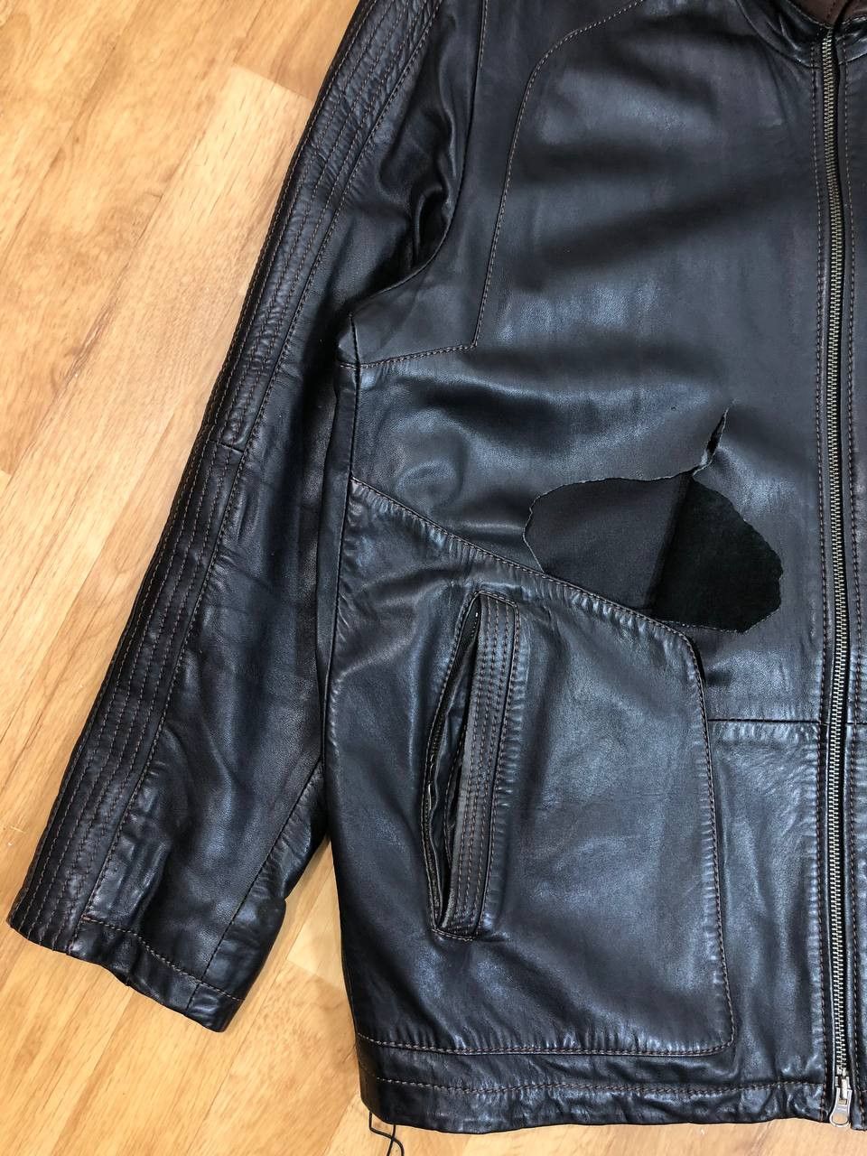 Genuine Leather 90s genuine leather gray boxy bomber jacket avant garde Size US L / EU 52-54 / 3 - 9 Thumbnail