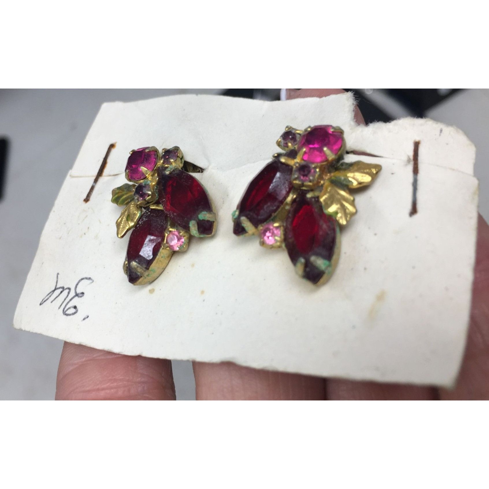 Other Vintage Pink Marquise Rhinestone Gold Tone Clip On Earrings Size ONE SIZE - 6 Thumbnail