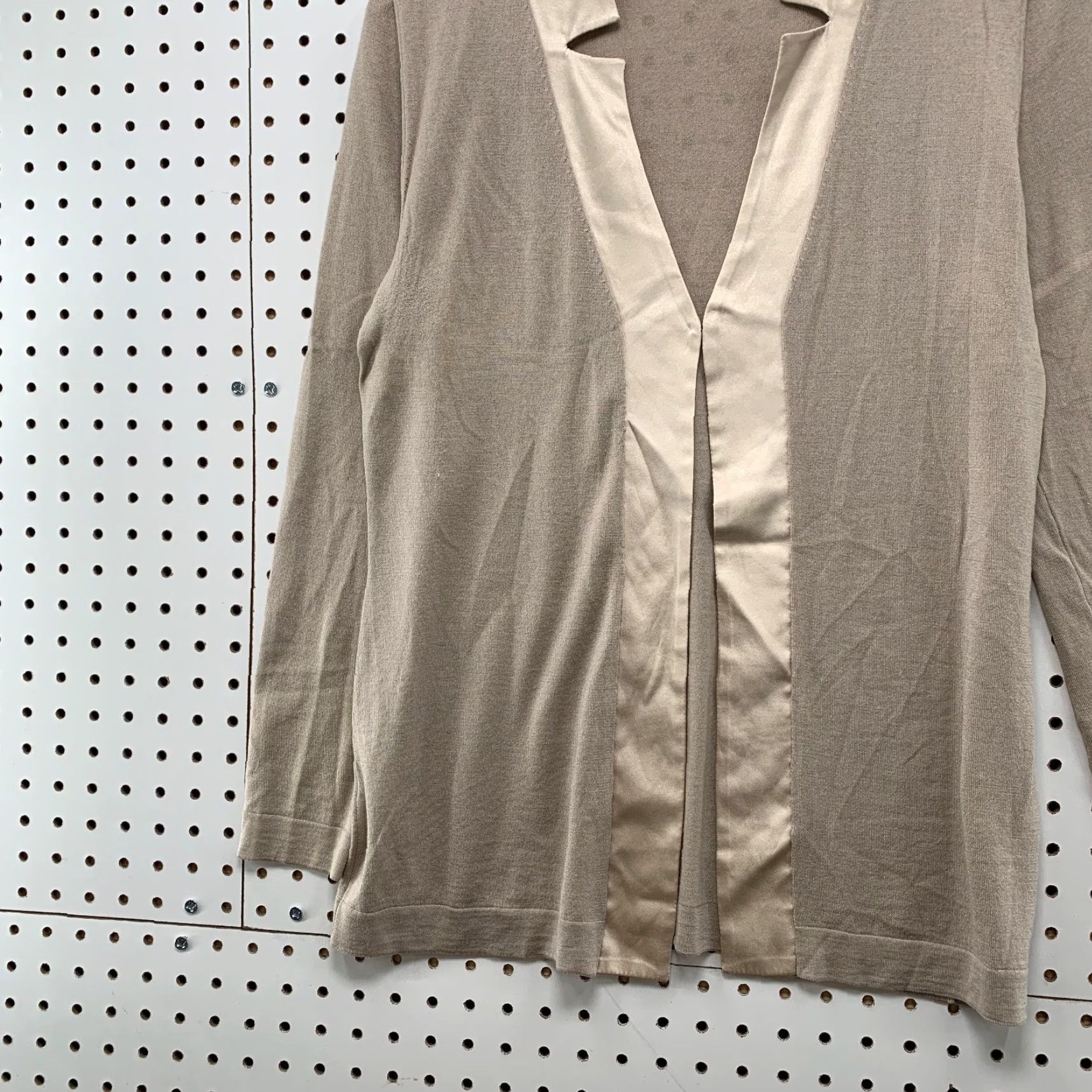 Vintage Rani Cardigan Womens Medium Beige Open Italy Cashmere Silk Wool Knit Open - V-Neck Casual Sweater Size M / US 6-8 / IT 42-44 - 6 Thumbnail