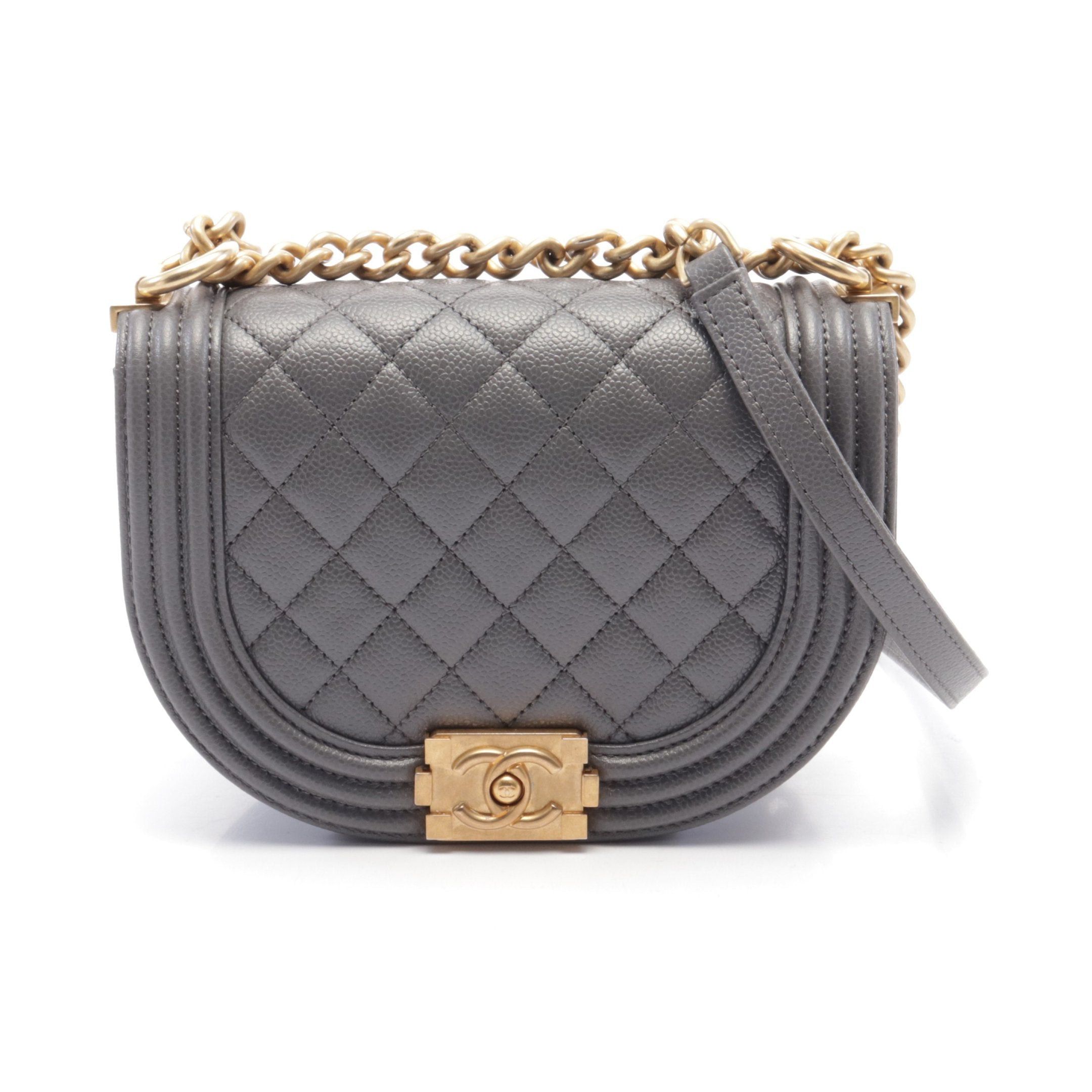 Chanel Chanel Boy Chanel Small Chain Shoulder Bag Caviar Skin Gray Gold Hardware Size ONE SIZE - 1 Thumbnail