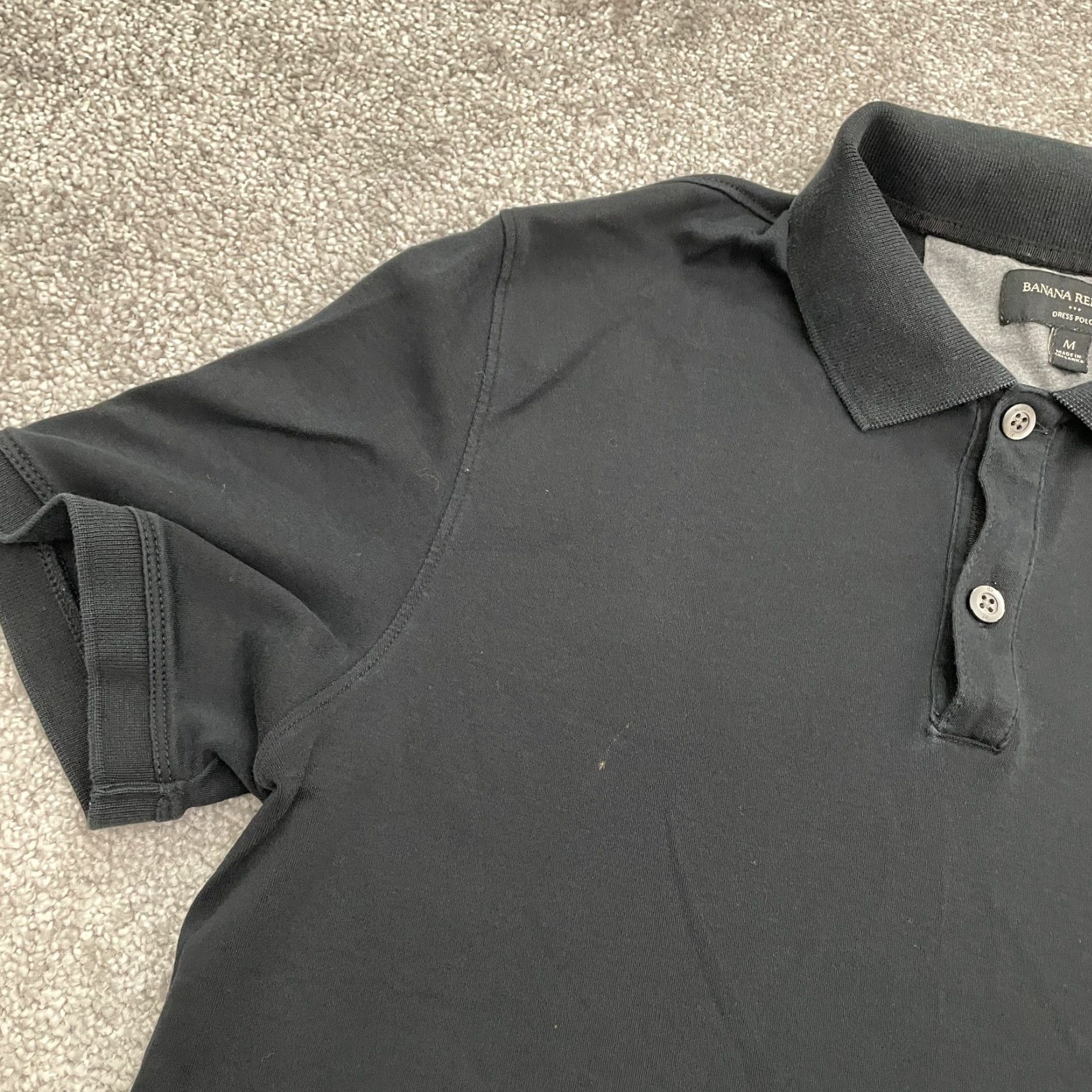 Banana Republic Banana Republic Polo Shirt Mens Medium Black Short Sleeve Collared Cotton Activewear Classic Preppy Size 40R - 4 Thumbnail
