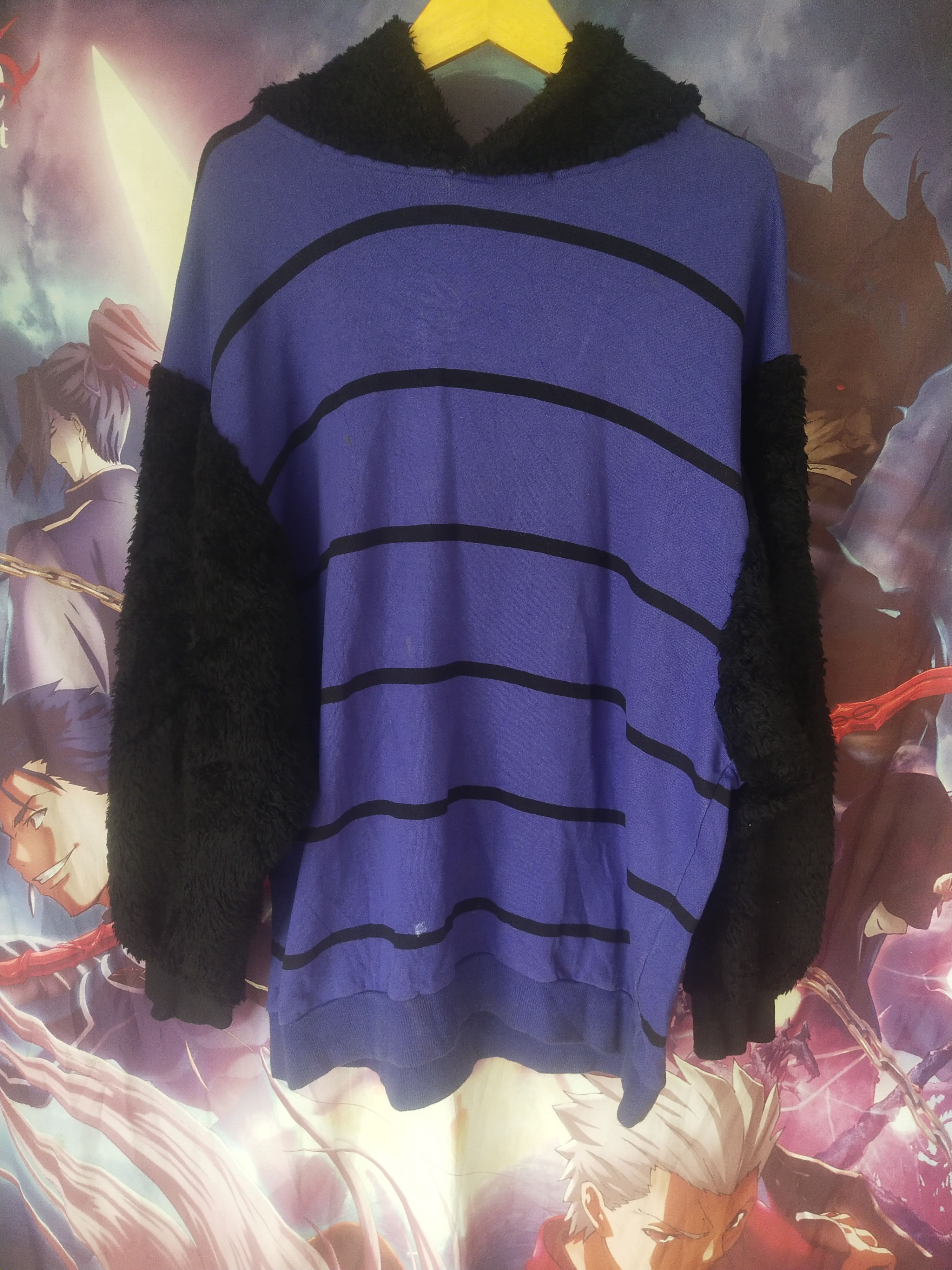 SHAREEF 2000s Shareef Japan Purple Striped Fleece Oversized Hoodie Size US L / EU 52-54 / 3 - 1 Thumbnail