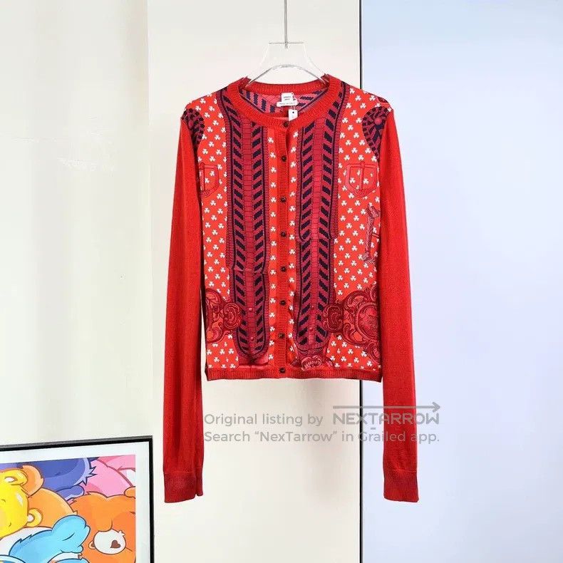 Hermes Hermes Red silk mixed knit cardigan Size XS / US 0-2 / IT 36-38 - 1 Thumbnail