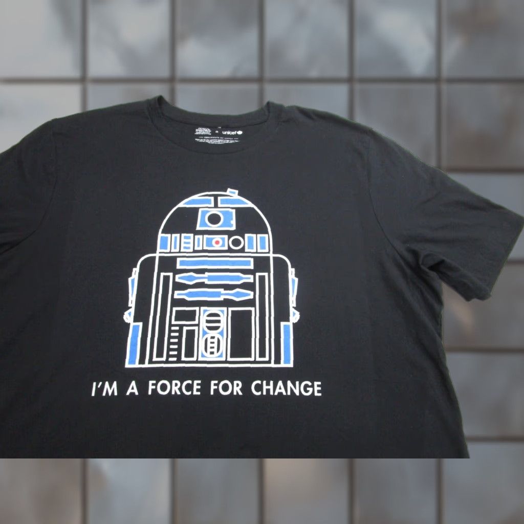 Star Wars R2-D2 Shirt Star Wars Mens 2XL Black T-Shirt Adult XXL Graphic Print Crew Neck Short Sleeve Jersey Cotton Unicef Force For Change Size US XXL / EU 58 / 5 - 1 Thumbnail