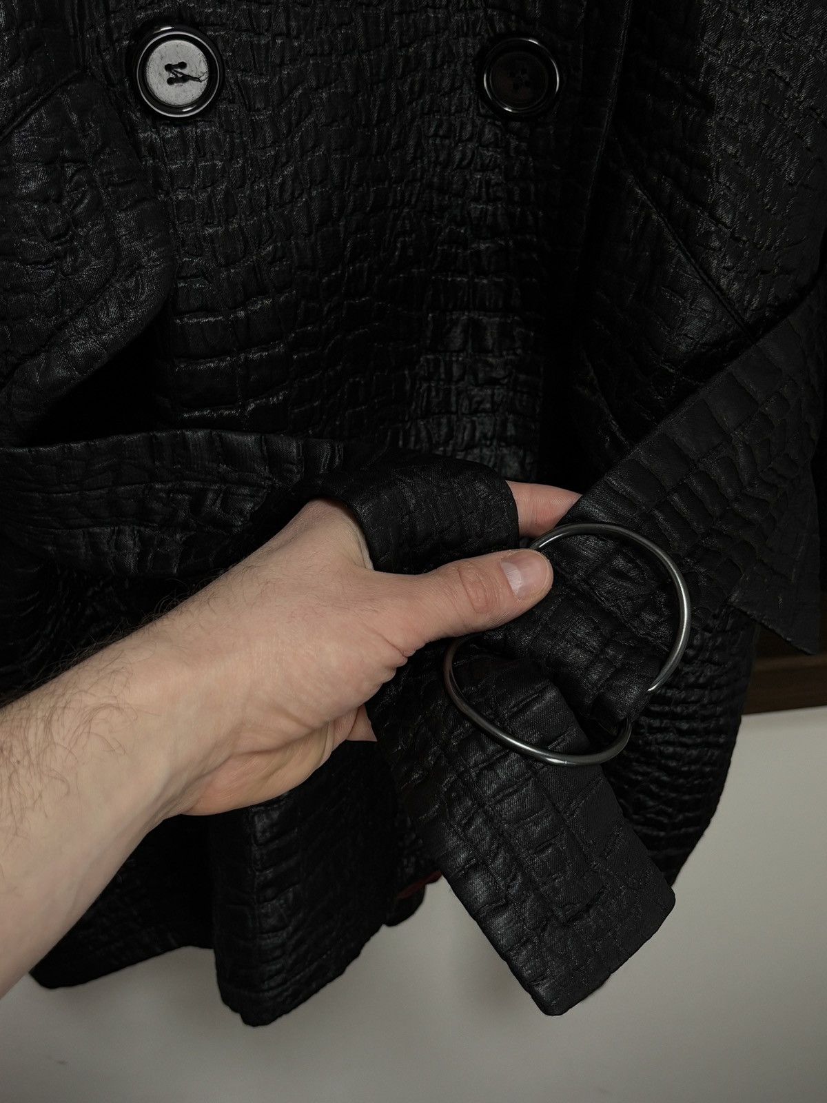 Saint Laurent Paris 80s Saint Laurent Rive Gauche Archive Croc Belted Coat Rare Size L / US 10 / IT 46 - 8 Thumbnail