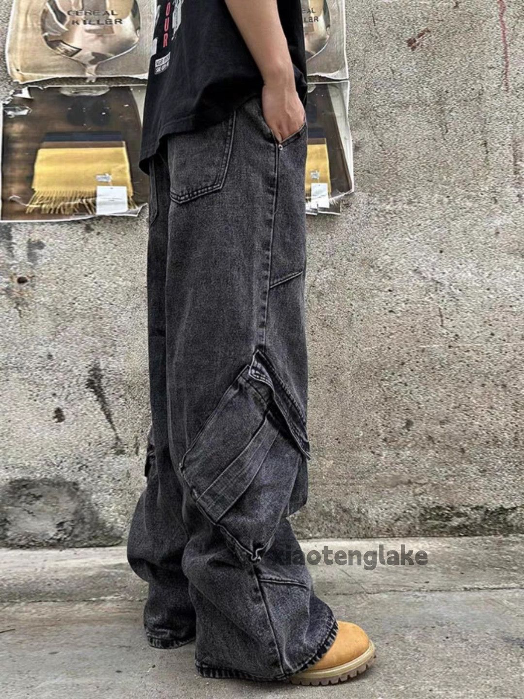 Vintage Custom washed faded loose baggy skate hiphop cargo jeans Size US 34 / EU 50 - 1 Thumbnail