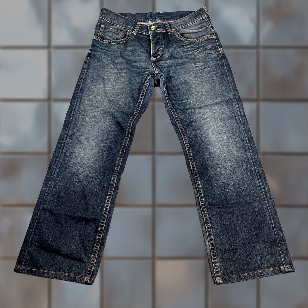 Tommy Hilfiger Tommy Hilfiger Jeans Relaxed Straight 34 29 Dark Wash Blue Whiskering Vintage Mens 5-Pocket Denim Cotton Baggy Style Straight Jeans Men Size US 34 / EU 50 - 1 Thumbnail