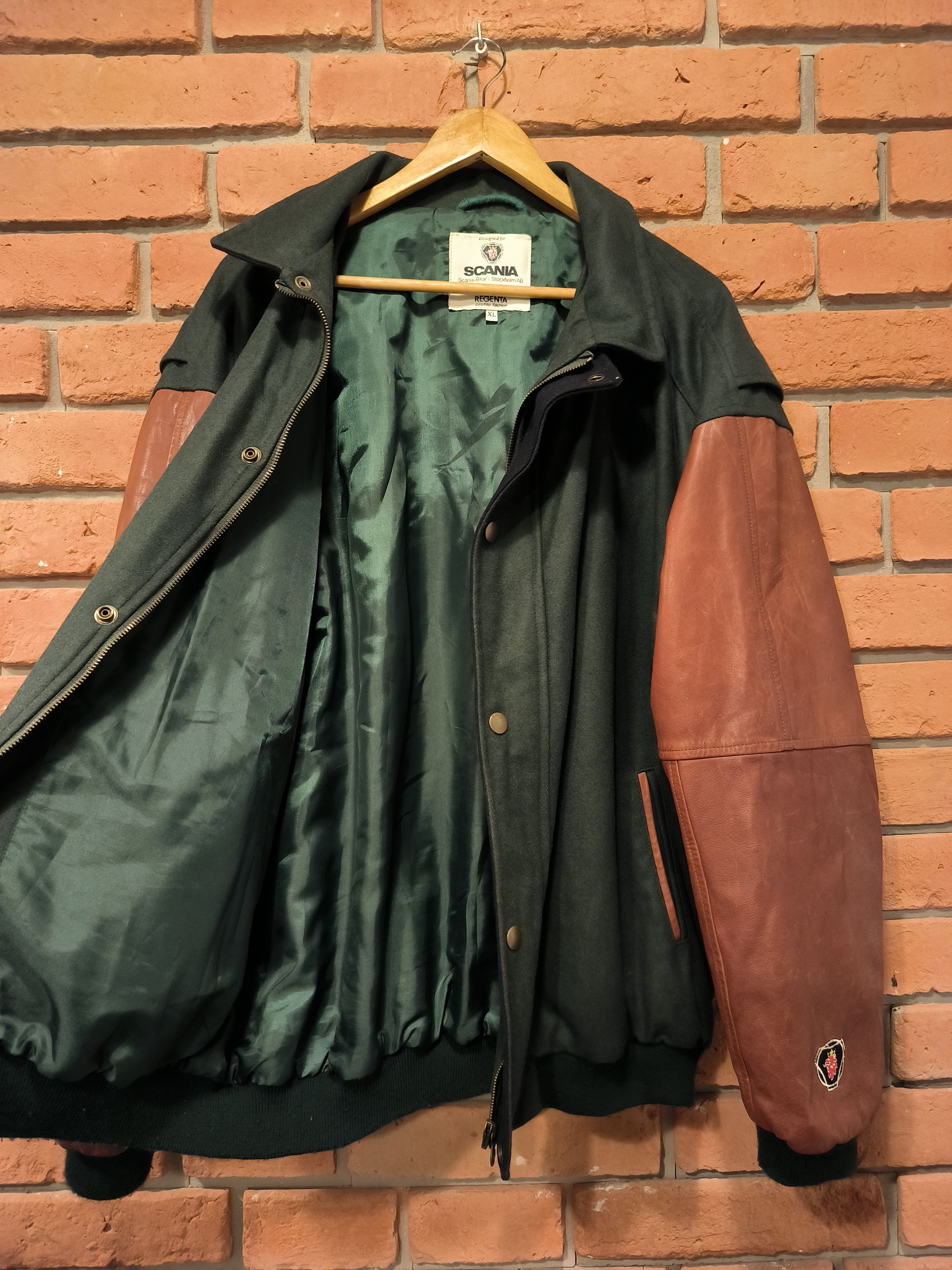 Vintage Vintage Scania Varsity Jacket Bomber Wool Green Regenta Size US XL / EU 56 / 4 - 4 Thumbnail