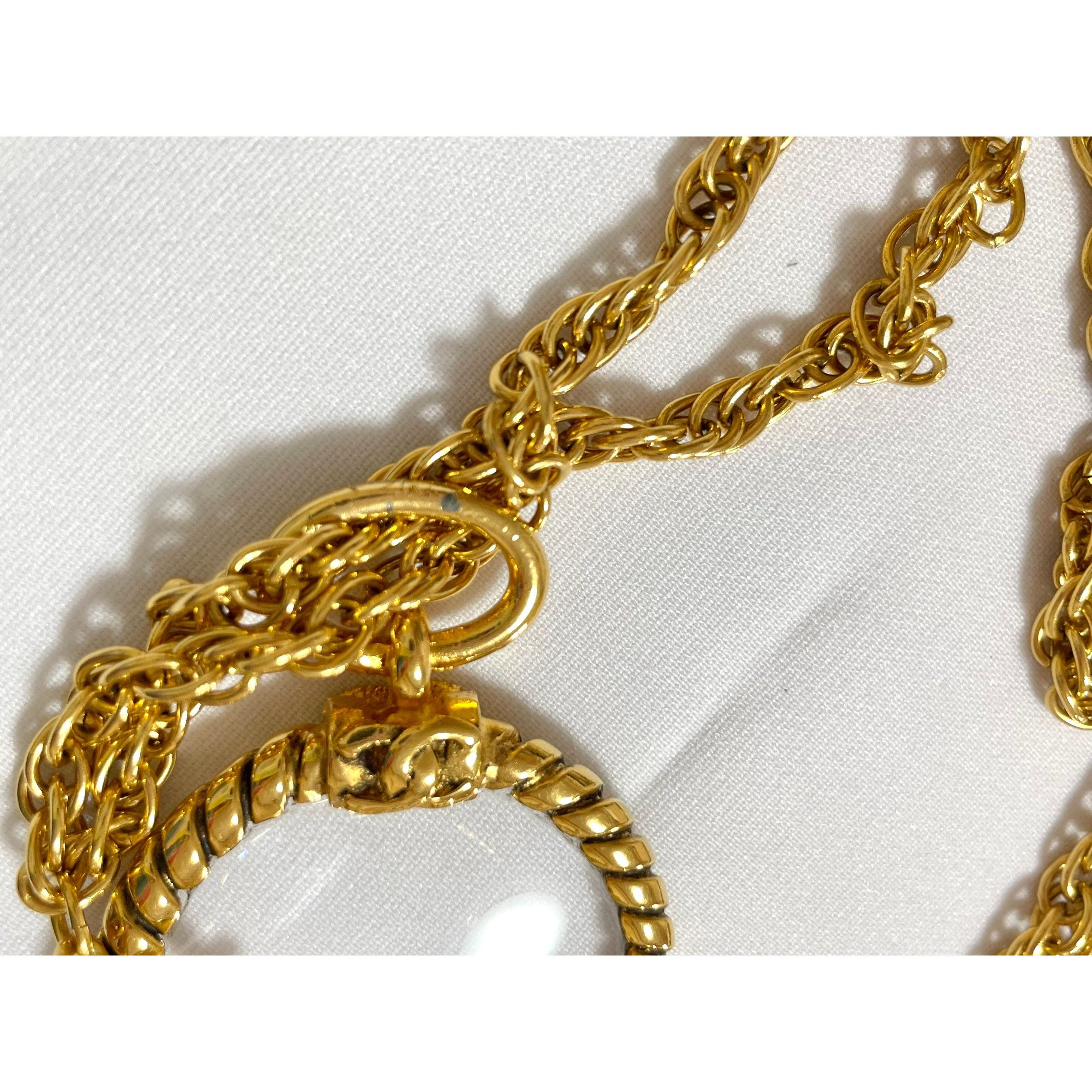 Chanel Vintage CHANEL chain necklace with round loupe glass Size ONE SIZE - 4 Thumbnail