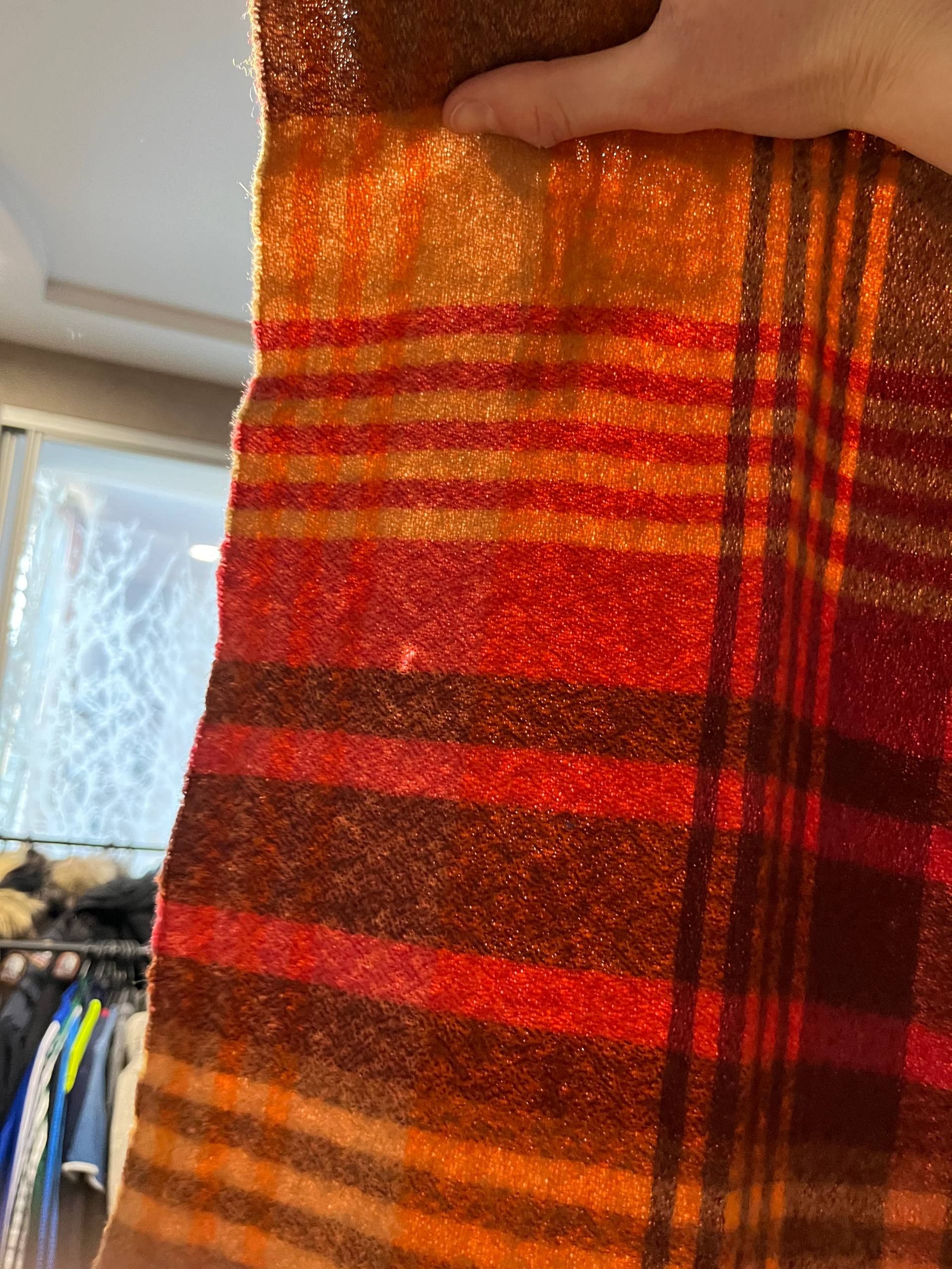 Mulberry Vintage Mulberry Orange Wool Scarf Check 164/32cm 64/12inch Size ONE SIZE - 8 Thumbnail