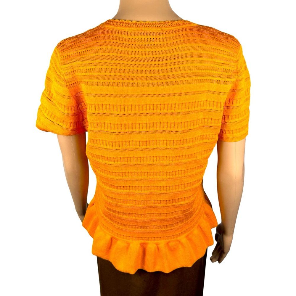 Ann Taylor NWT New Ann Taylor Orange Knit Peplum Short Sleeve Top Size Size L / US 10 / IT 46 - 4 Thumbnail