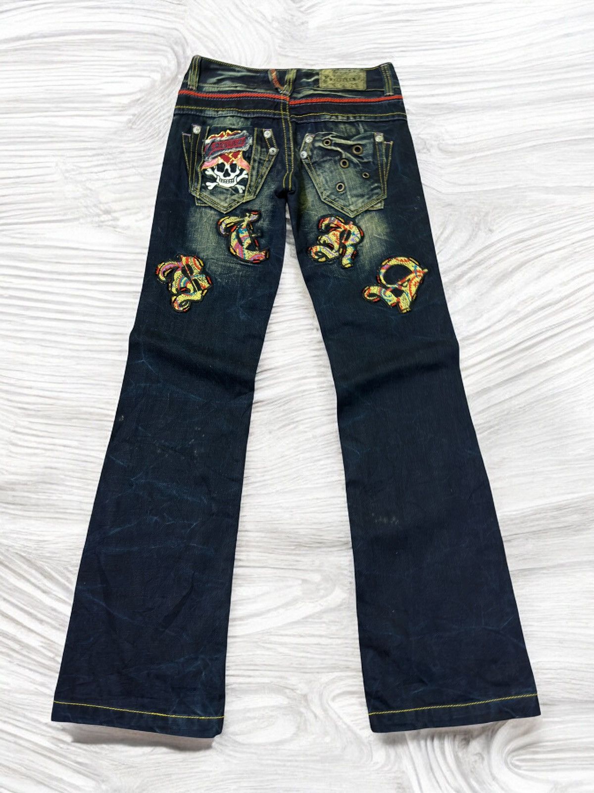 Japanese Brand FLARE RIOBERA SKELETON EMBROIDERED DESIGN LOW RISE DENIM Size US 28 / EU 44 - 1 Thumbnail