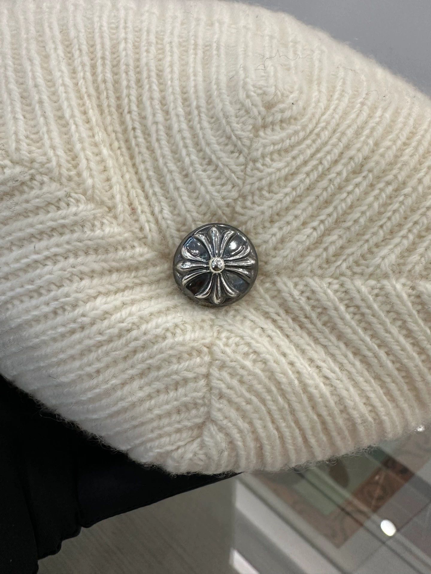 Chrome Hearts Chrome Hearts Trim Leather White Wool Beanie - Brand Size ONE SIZE - 3 Thumbnail