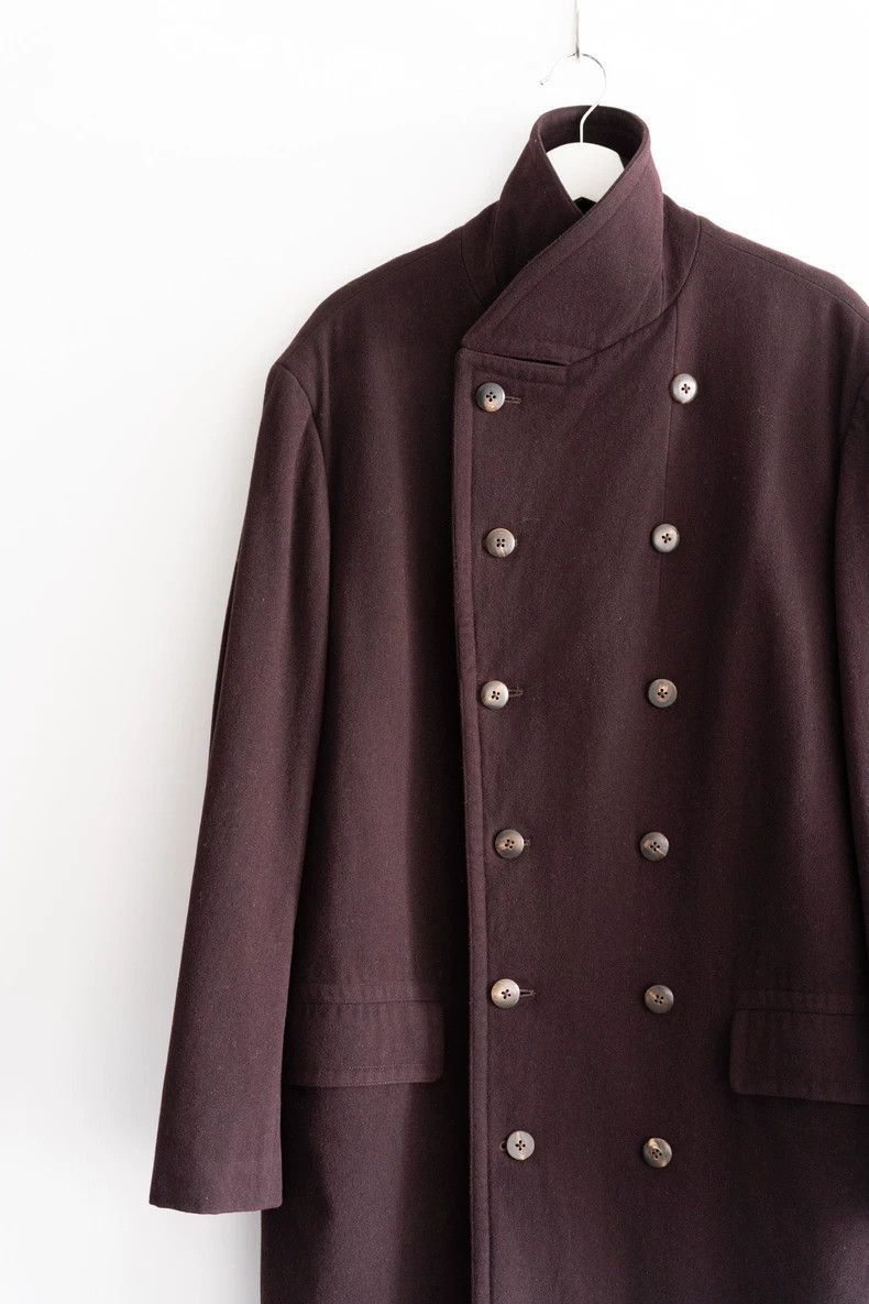 Yohji Yamamoto Yohji Yamamoto Yohji Yamamoto Double-Breasted Coat in Burg Size US M / EU 48-50 / 2 - 4 Thumbnail