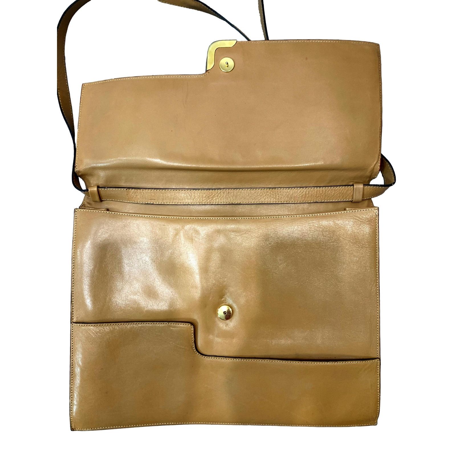Genuine Leather × Vintage Vintage 70s Camel Leather Attache Shoulder Bag Briefcase Size ONE SIZE - 4 Thumbnail