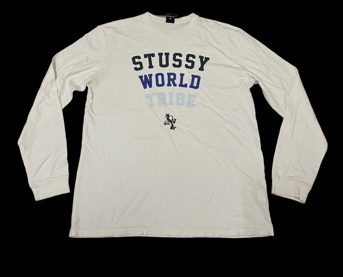 image of Stussy Long Sleeve Tshirt World Tribe in White, Men's (Size XL)