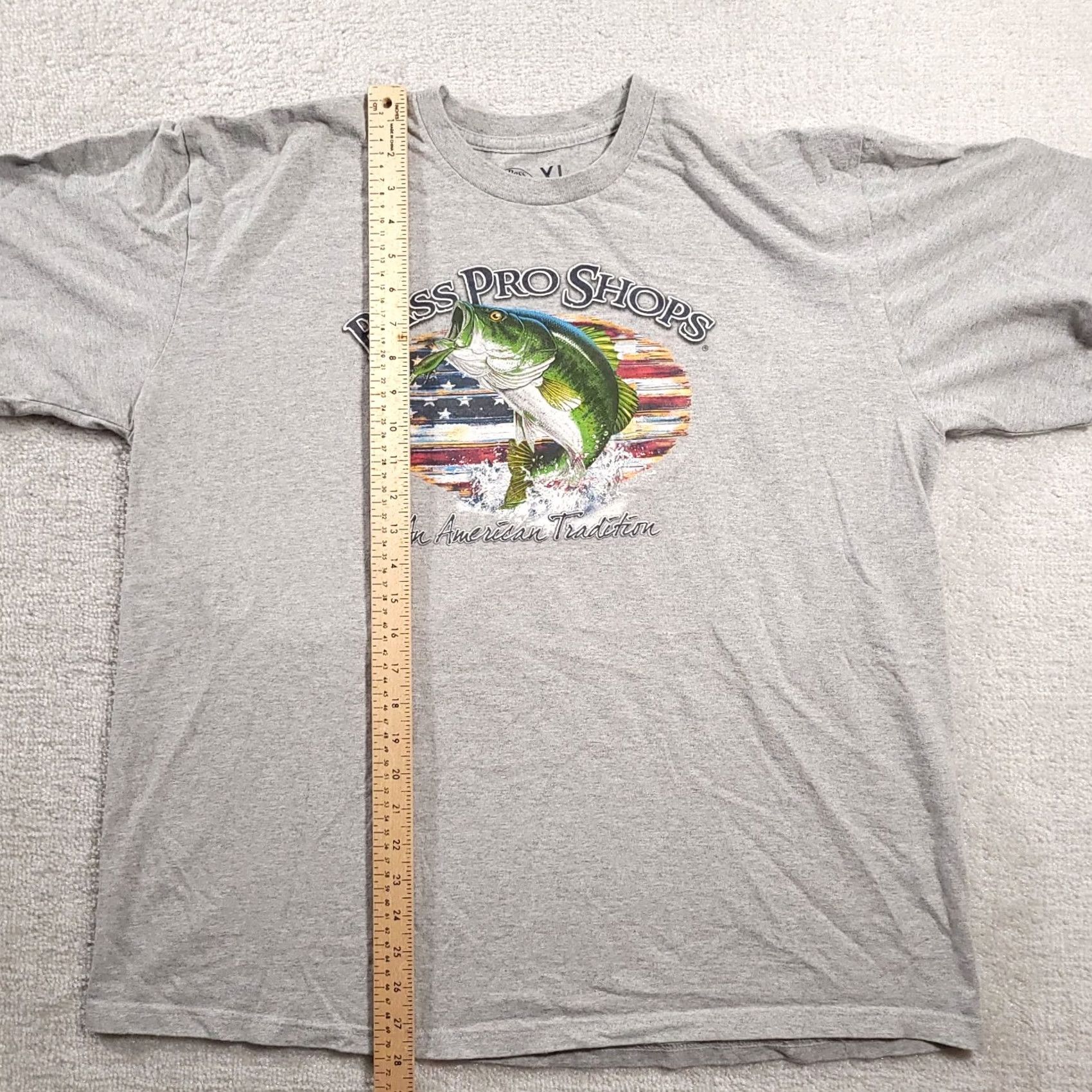 Bass Pro Shops BASS PRO SHOPS An American Tradition Gray Flag T-Shirt Bass Fishing Mens XL Size US XL / EU 56 / 4 - 4 Thumbnail