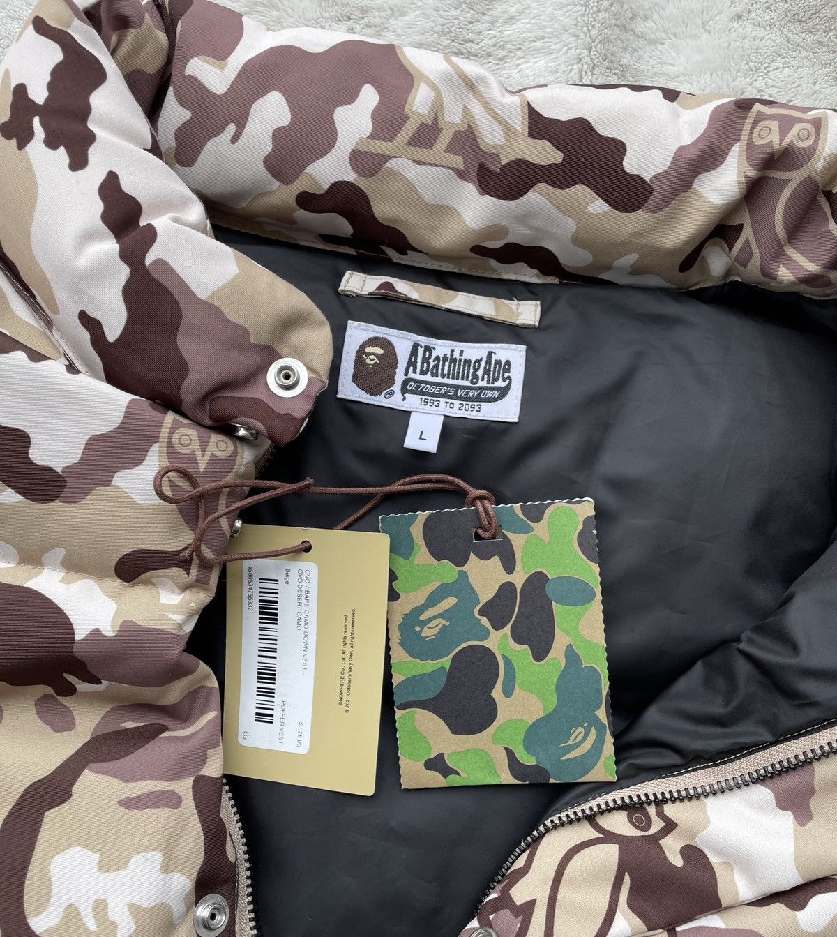 Bape × October's Very Own Bape x OVO Beige Woodland Camo Vest Size US L / EU 52-54 / 3 - 7 Thumbnail