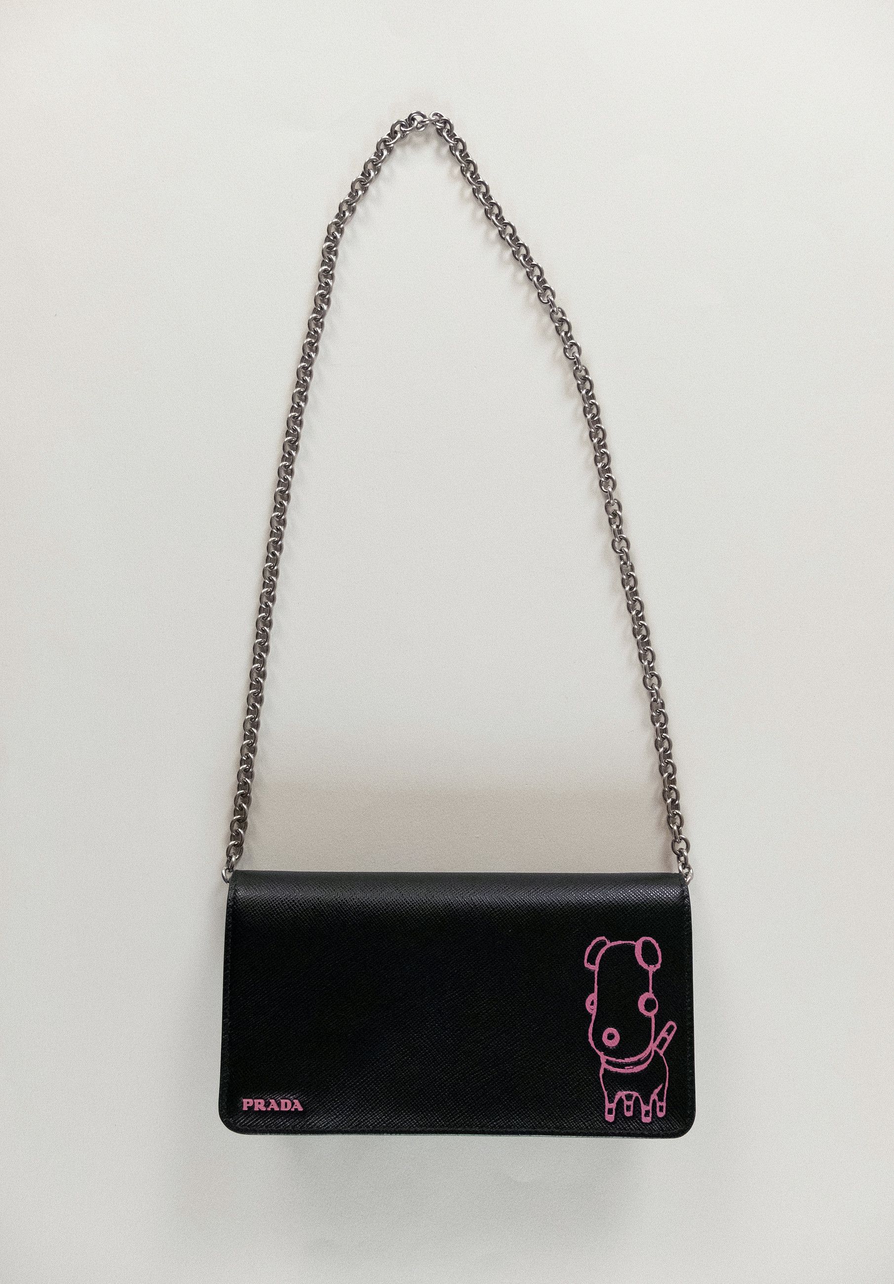 Prada PRADA Pradamalia black pink Saffiano leather chain wallet Size ONE SIZE - 3 Thumbnail