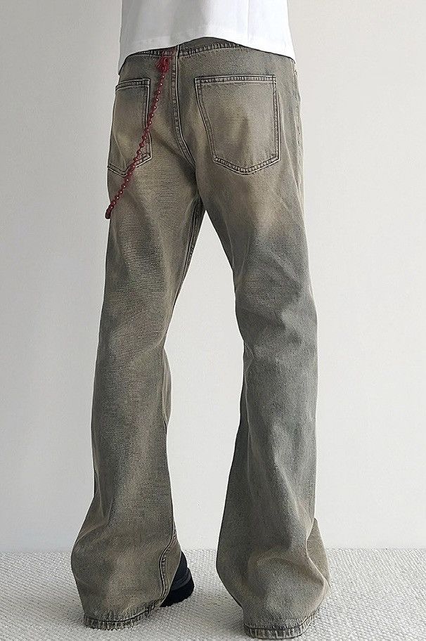 Japanese Brand × Vintage Retro cleanfit mud dyed flared jeans pants with pocket chain Size US 32 / EU 48 - 3 Thumbnail