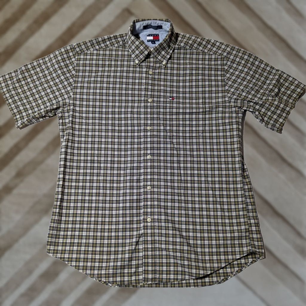 Tommy Hilfiger VTG Tommy Hilfiger Men Medium Blue Yellow Plaid 100% Cotton Button-Up Shirt Size US M / EU 48-50 / 2 - 1 Thumbnail