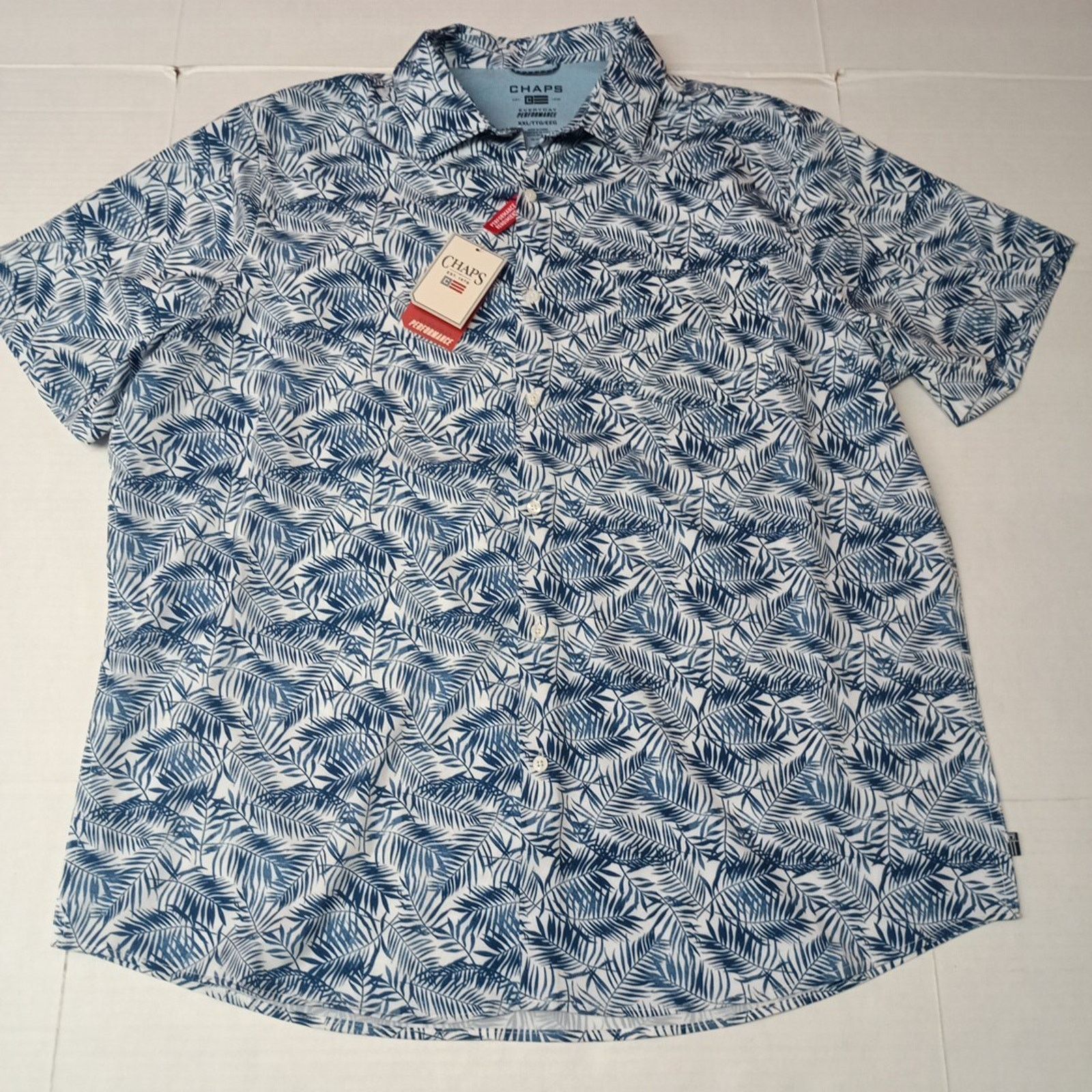Chaps Chaps Woven Shirt Men's Size 2XL Blue Floral Stretch UPF 50 Size US XXL / EU 58 / 5 - 1 Thumbnail