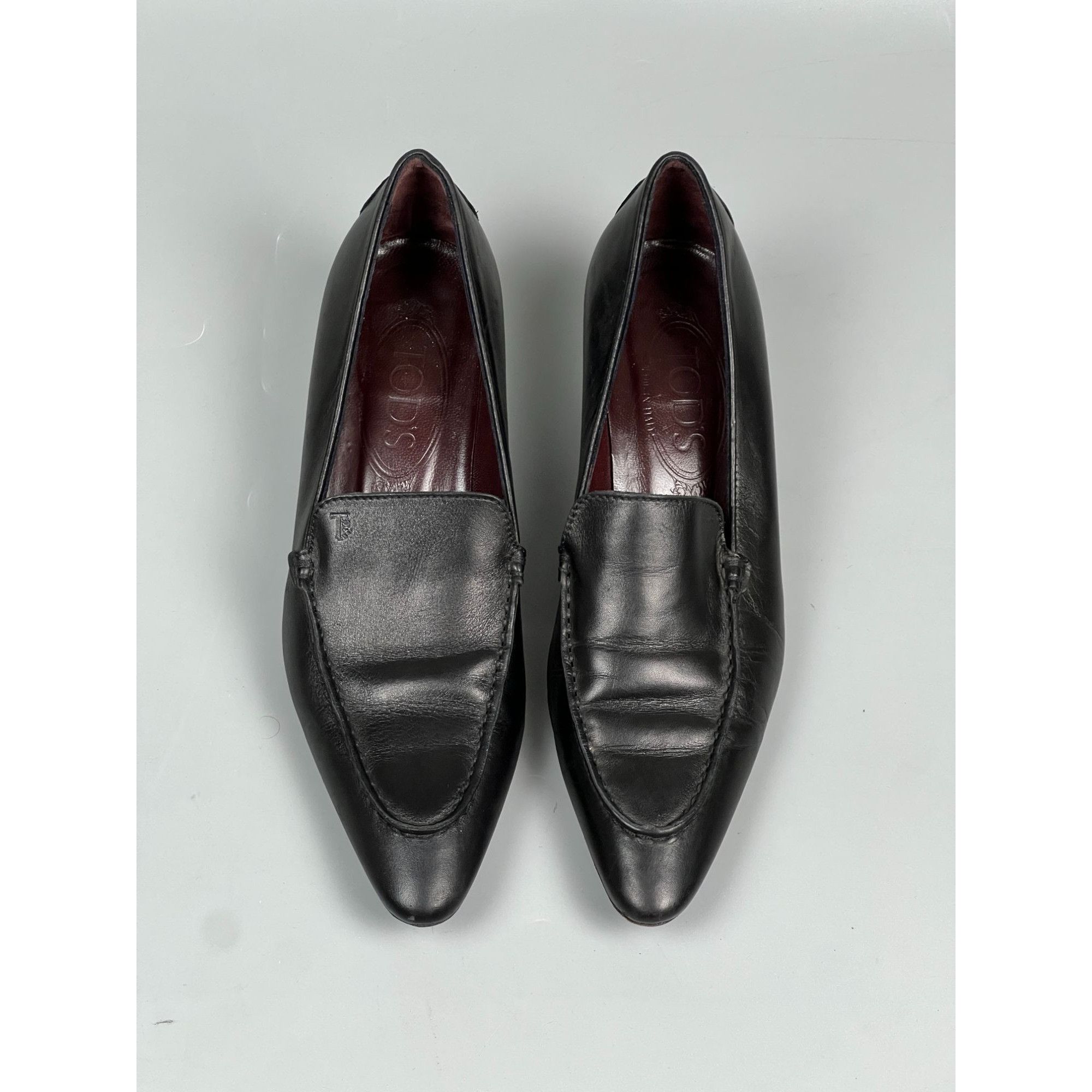 Tod's Tod’s Pointed Toe Kitten Heel Leather Pumps (Y01030) Size US 6 / IT 36 - 9 Thumbnail